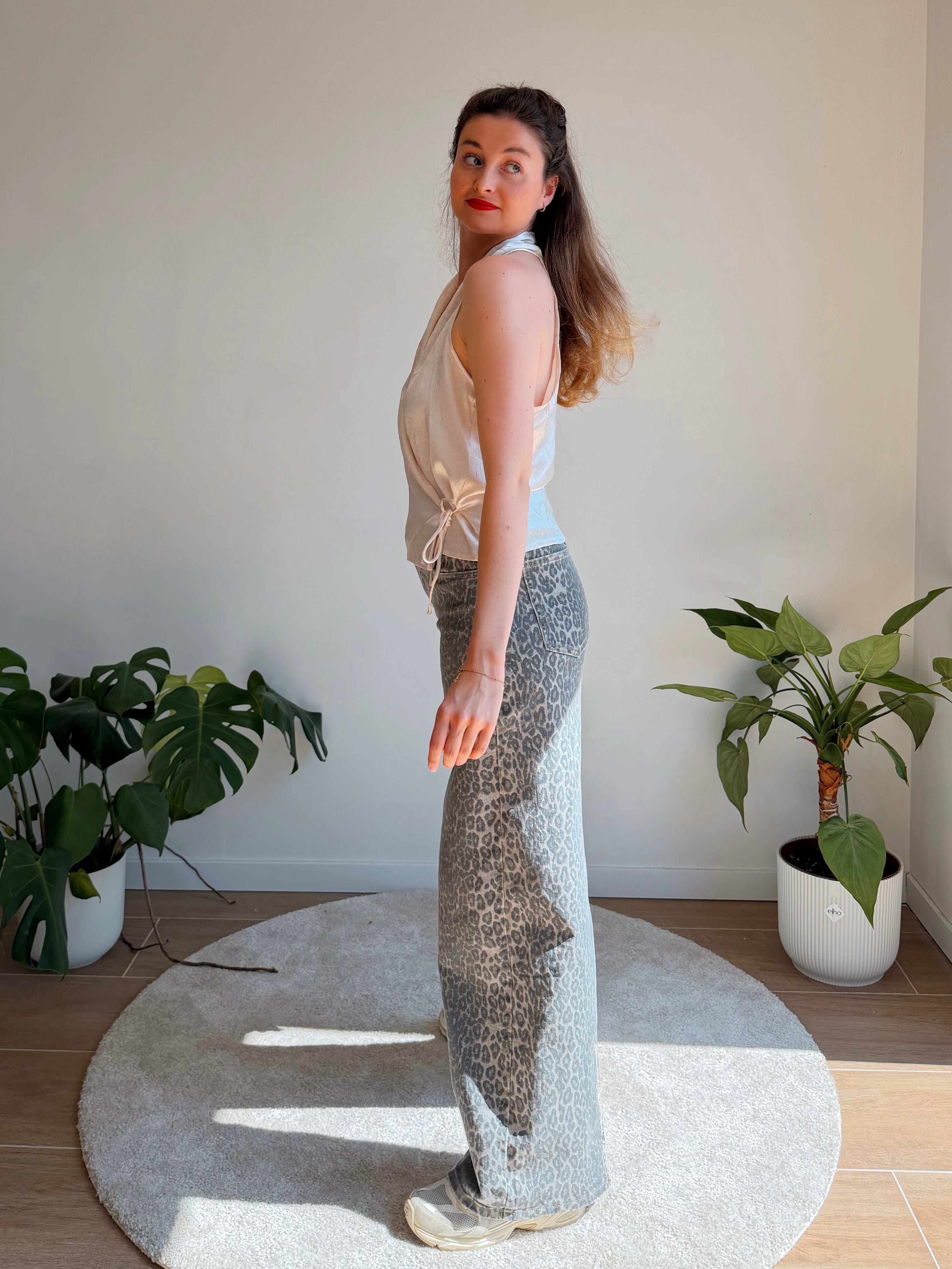 LEOPARD WIDE JEANS