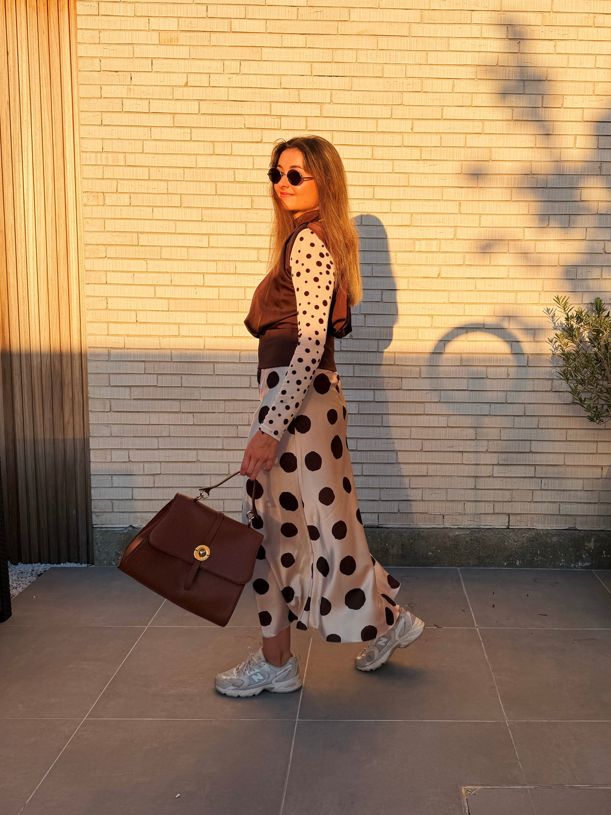 ELENA DOT MAXI ROK - BEIGE