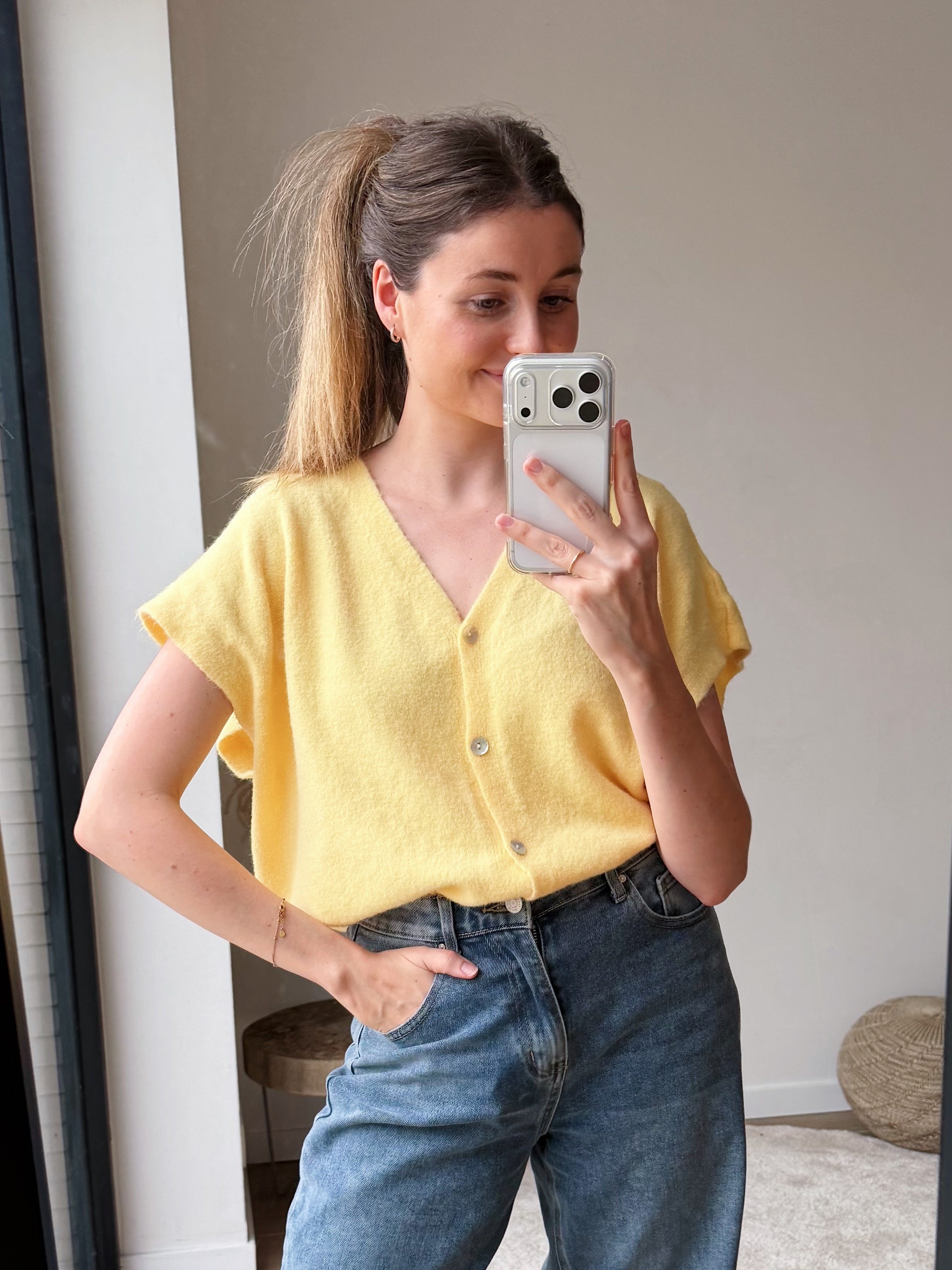 LUCY KNIT CARDIGAN YELLOW