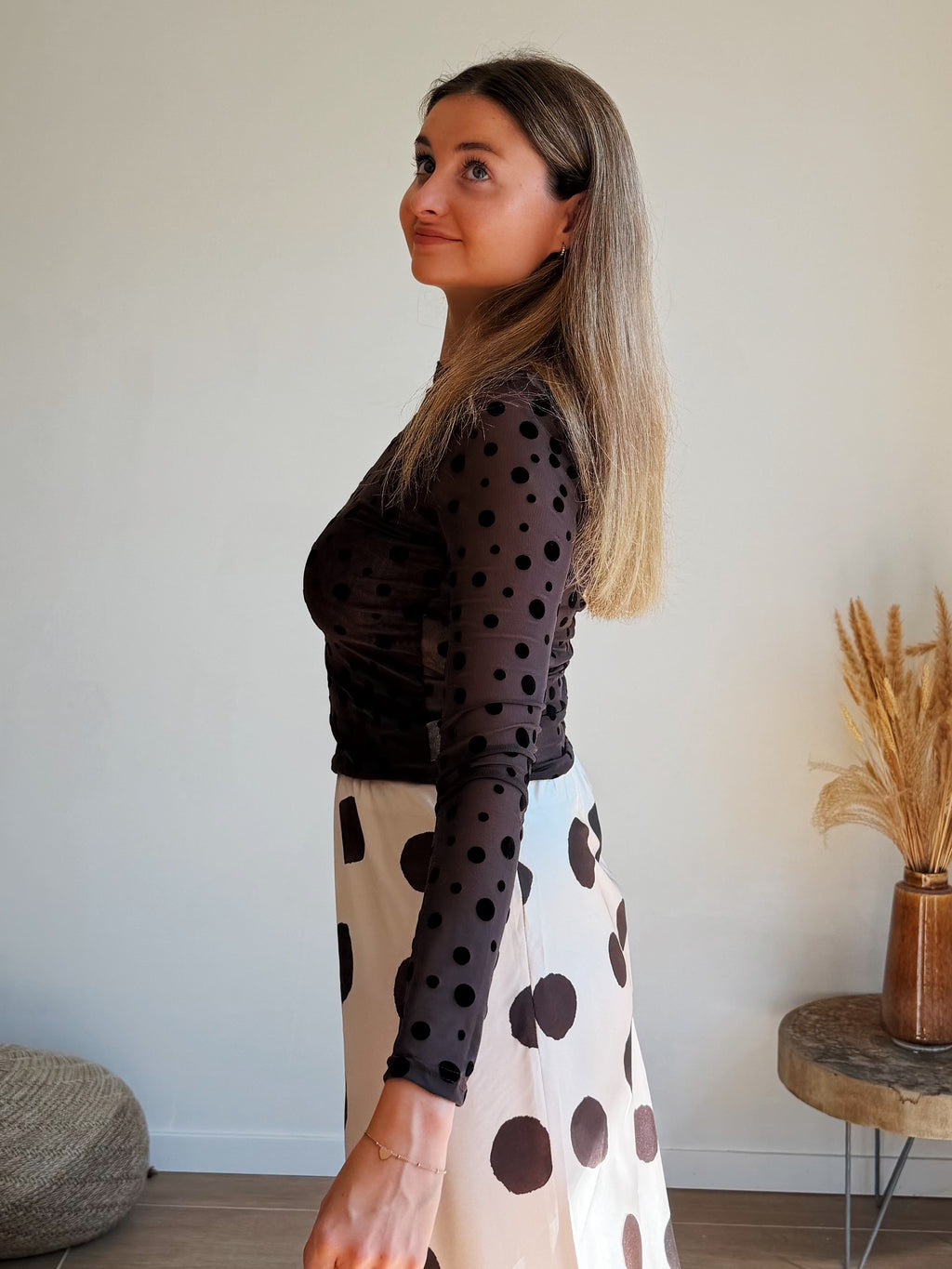 BRIGITTE POLKA DOT TOP - BRUIN