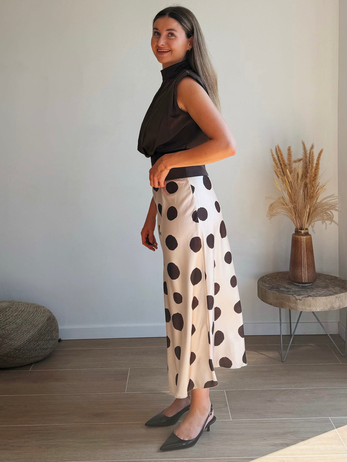 ELENA DOT MAXI ROK - BEIGE