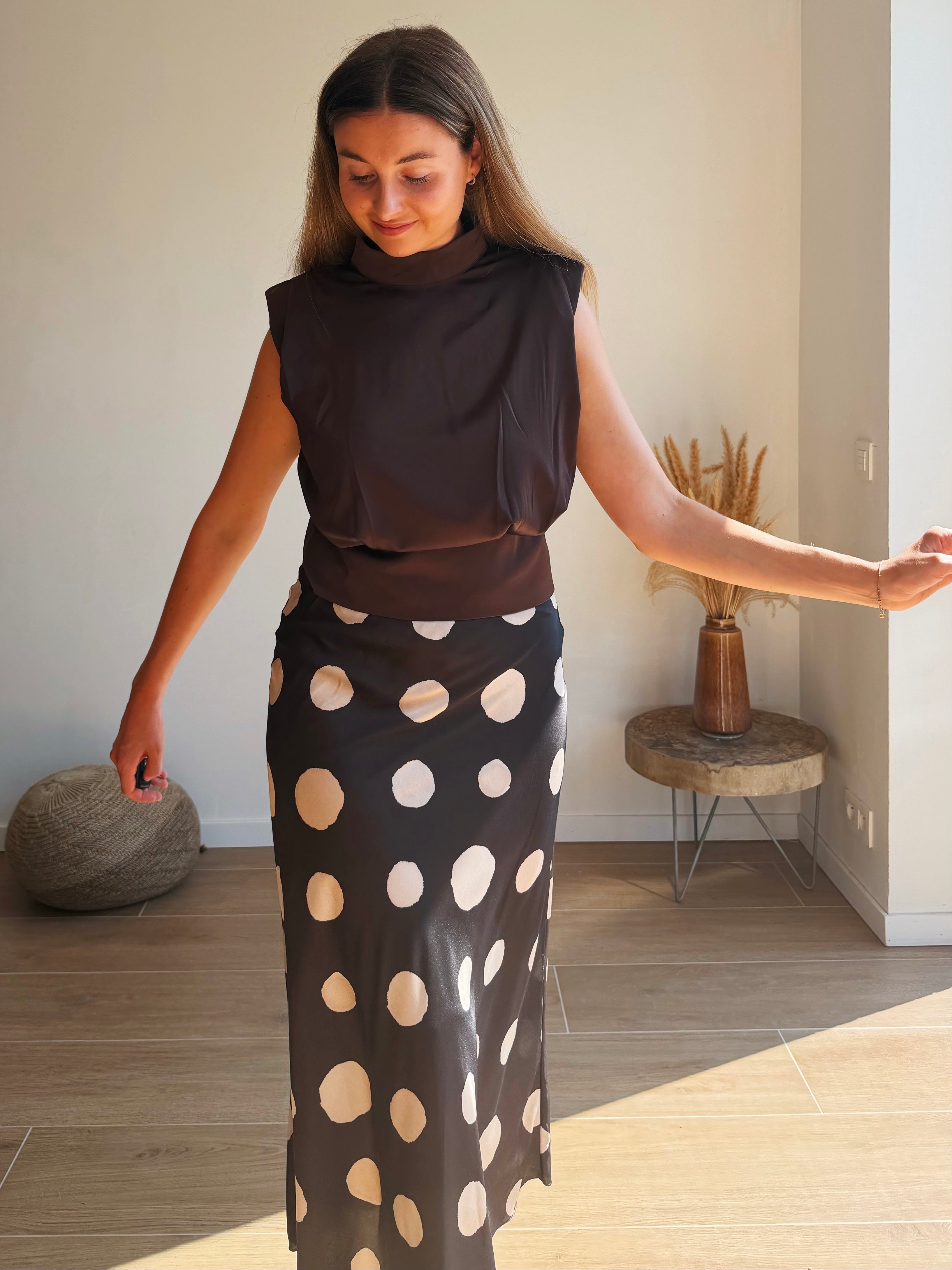 ELENA DOT MAXI ROK - MOKKA