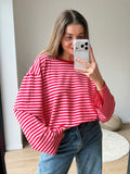 LEONIE STRIPED TOP RED