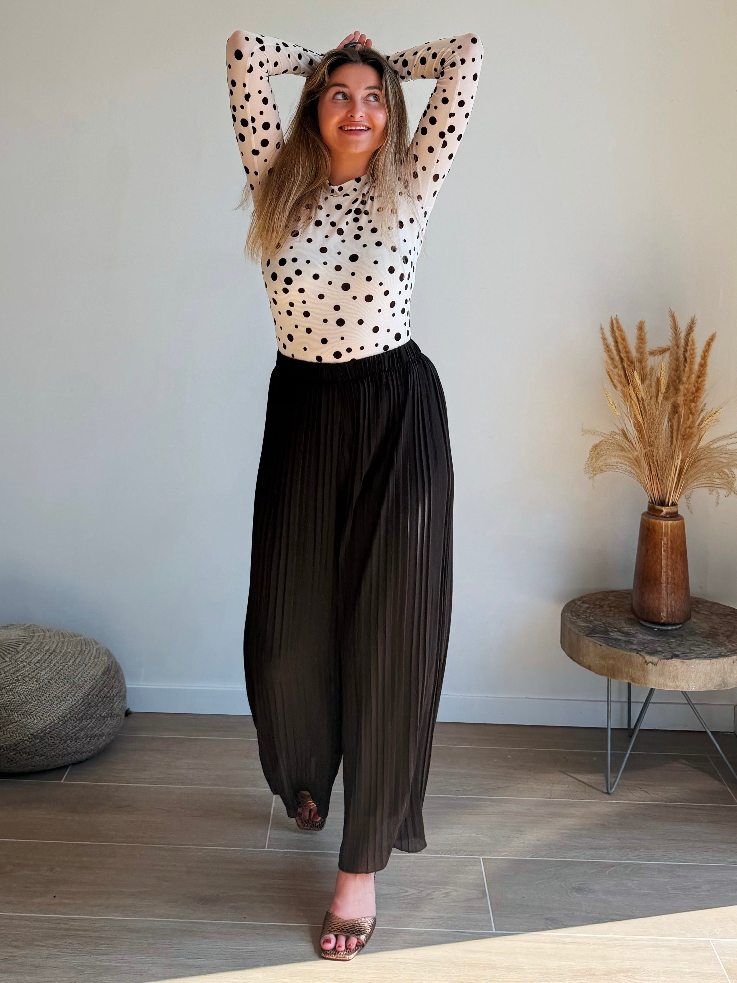 AVA PLISSÉ BROEK - BRUIN