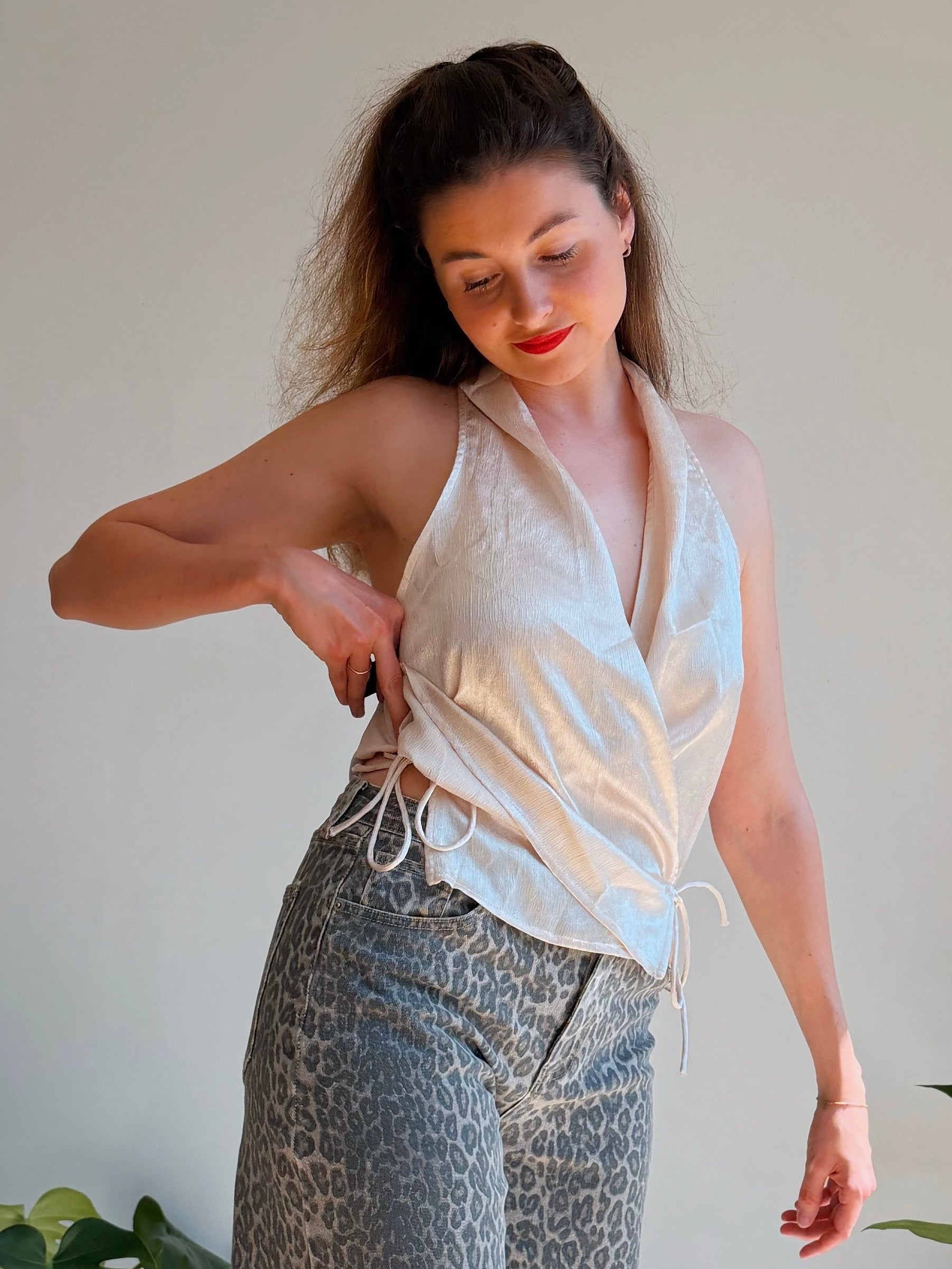JANE WRAP TOP BEIGE