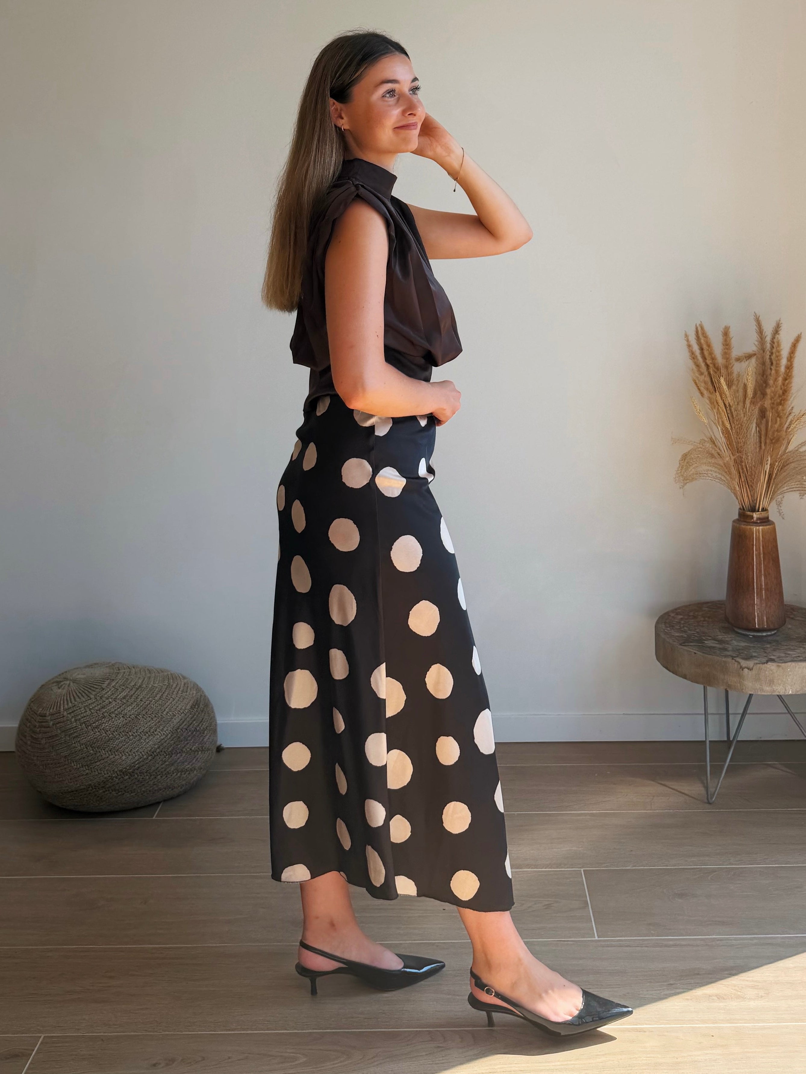 ELENA DOT MAXI ROK - MOKKA