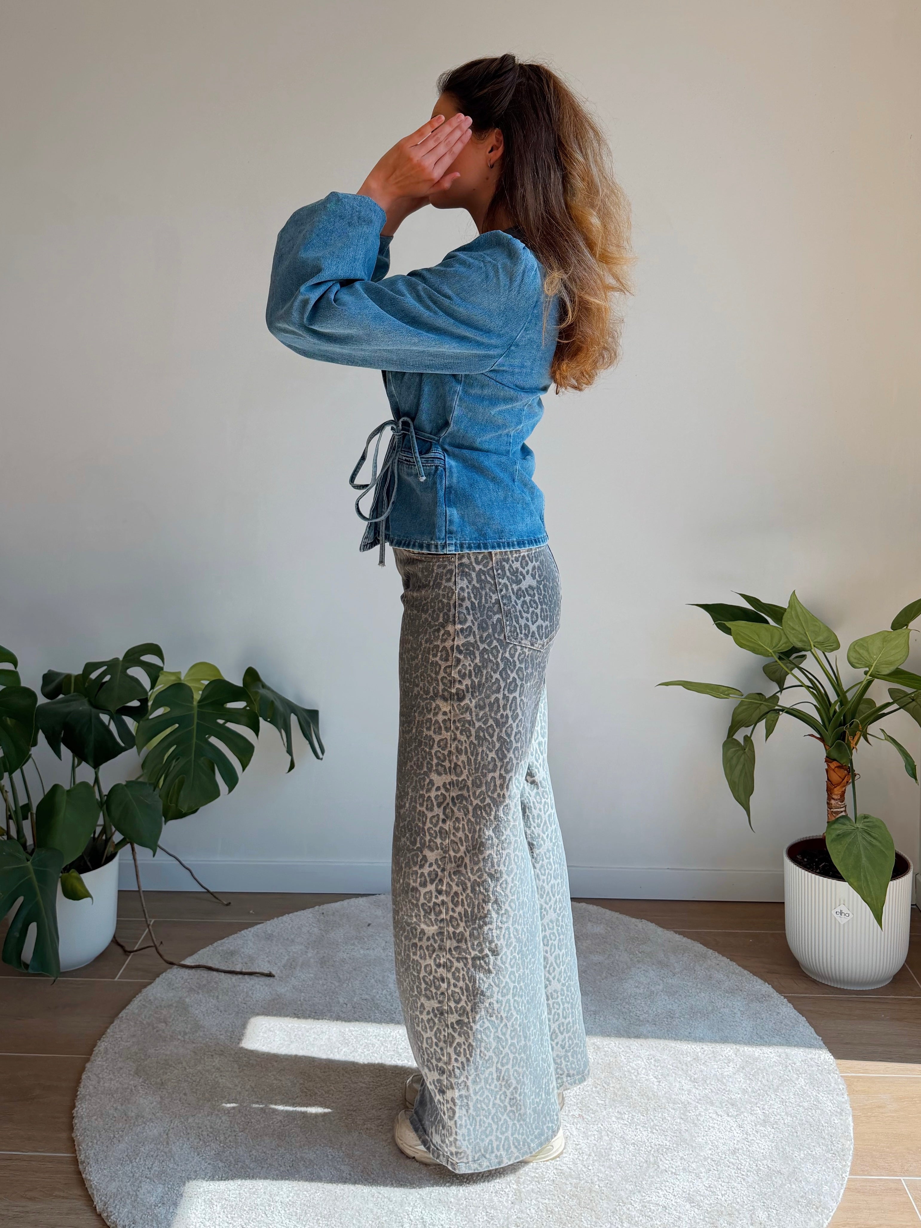 AXELLE DENIM WRAP TOP