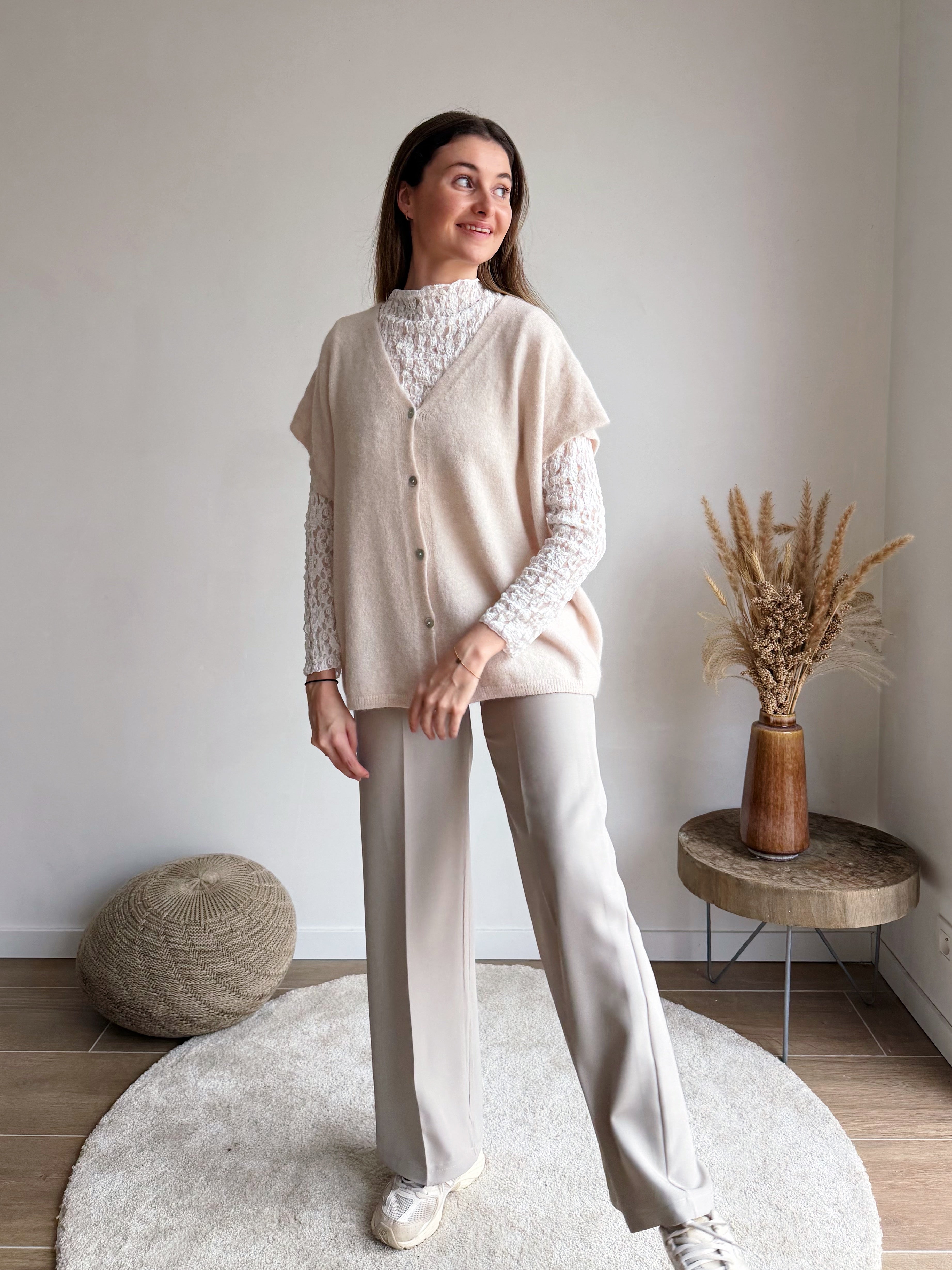 LUCY KNIT CARDIGAN BEIGE