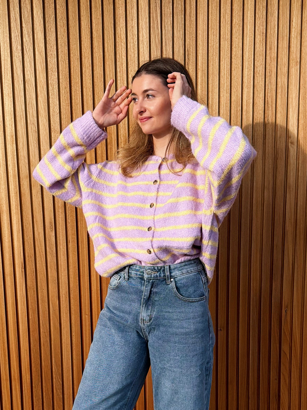 COLETTE STRIPED CARDIGAN PURPLE