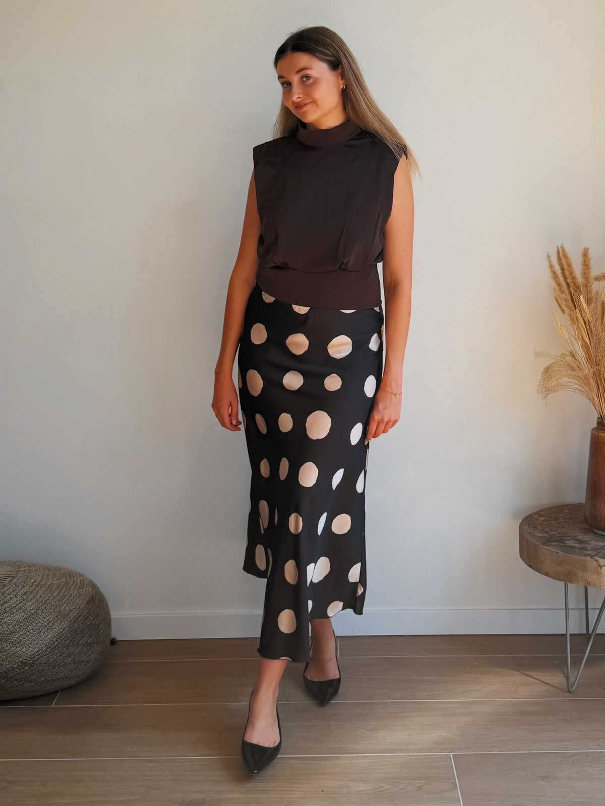 ELENA DOT MAXI ROK - MOKKA