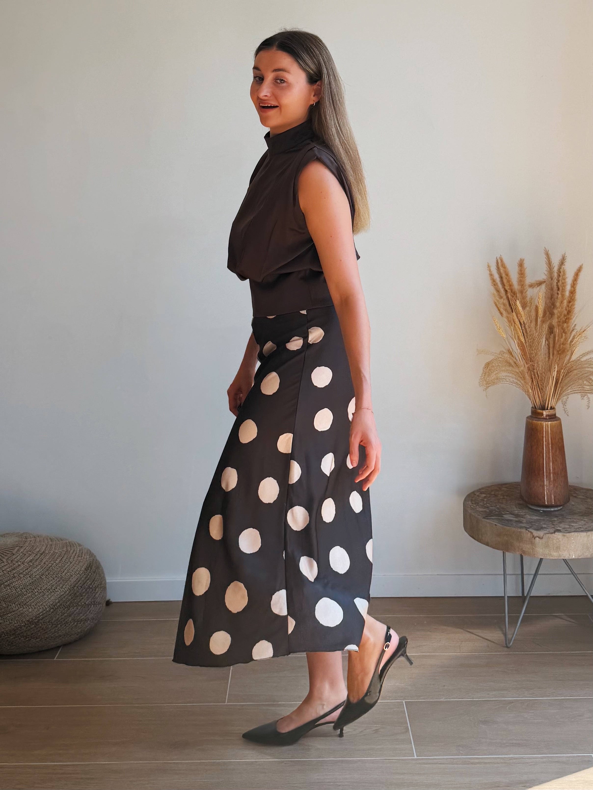 ELENA DOT MAXI ROK - MOKKA
