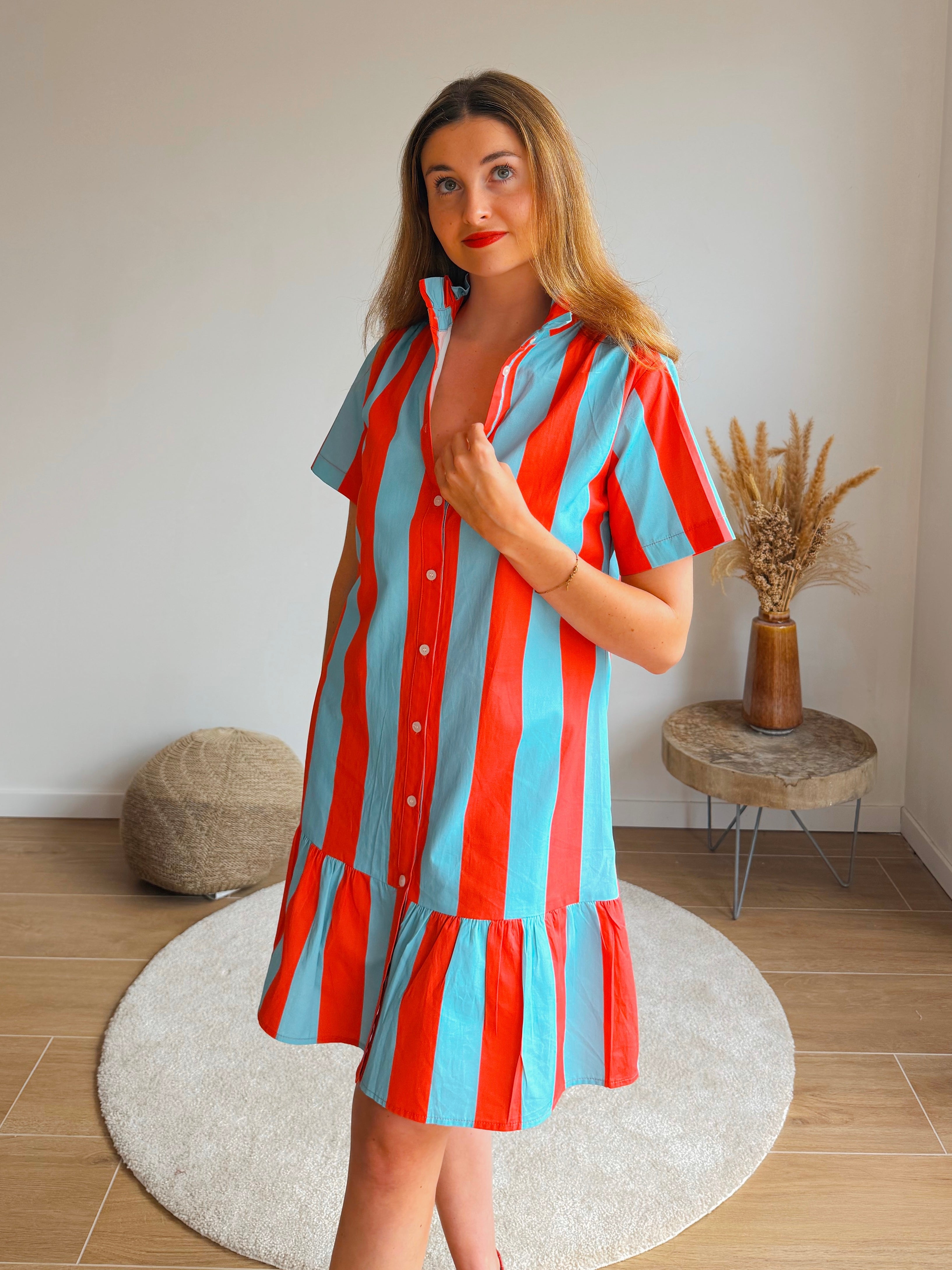DAISY JURK ROOD/BLAUW