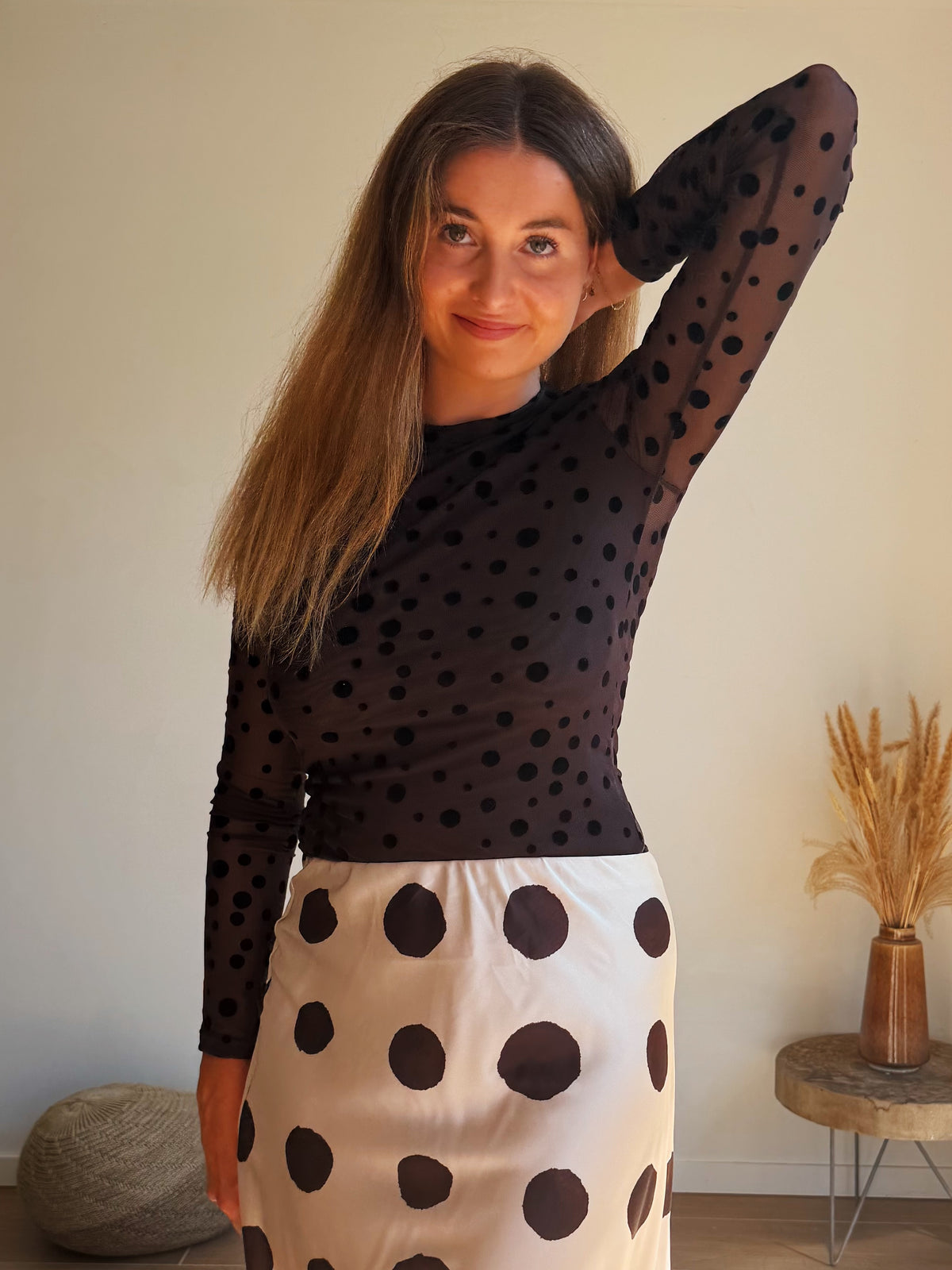 BRIGITTE POLKA DOT TOP - BRUIN