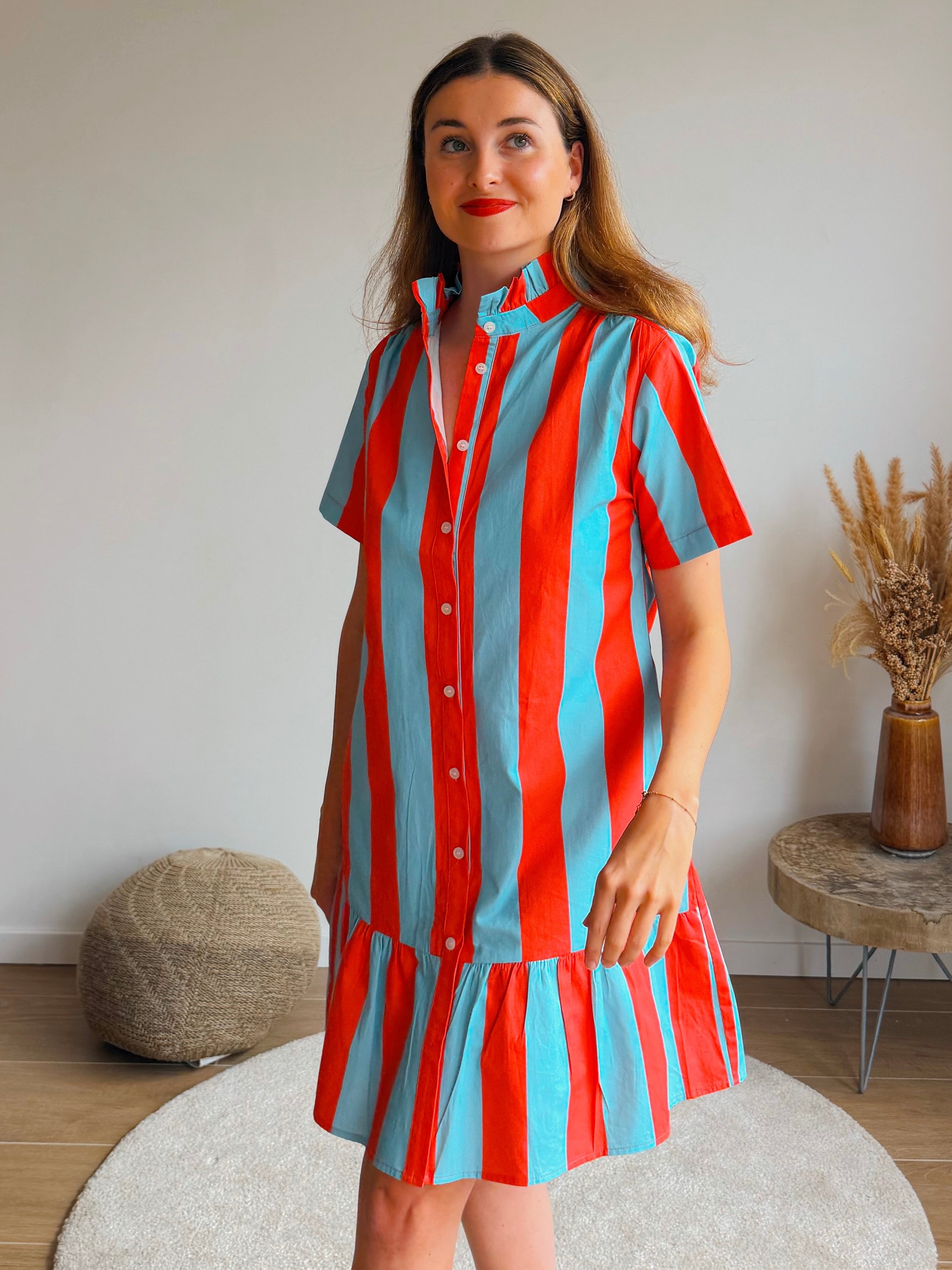DAISY JURK ROOD/BLAUW