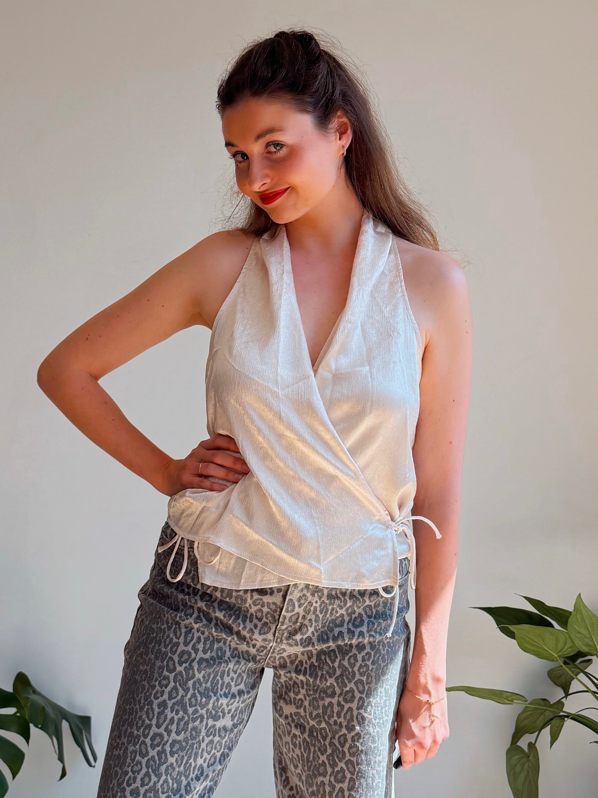 JANE WRAP TOP BEIGE