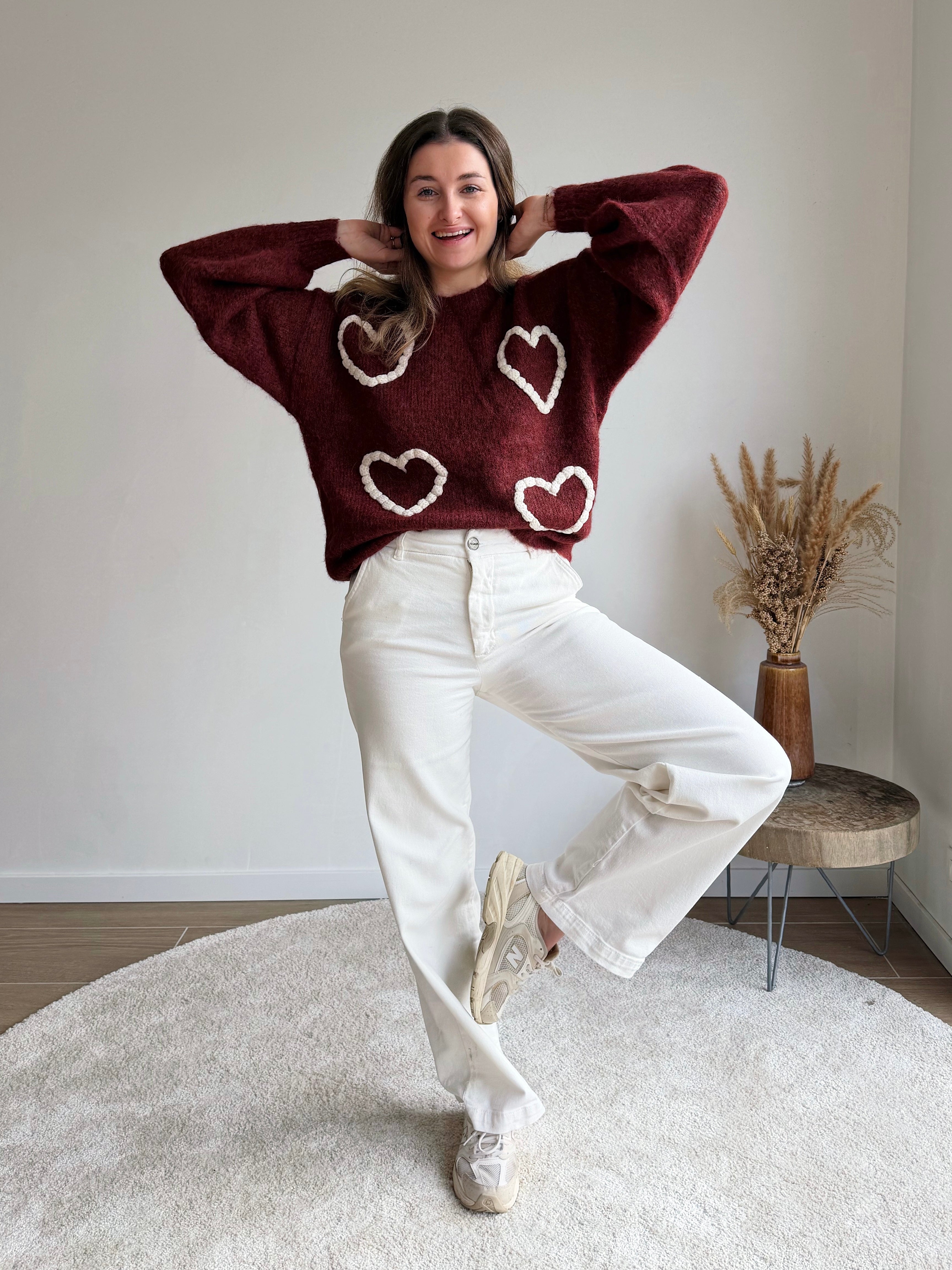 ODETTE HEART SWEATER RED