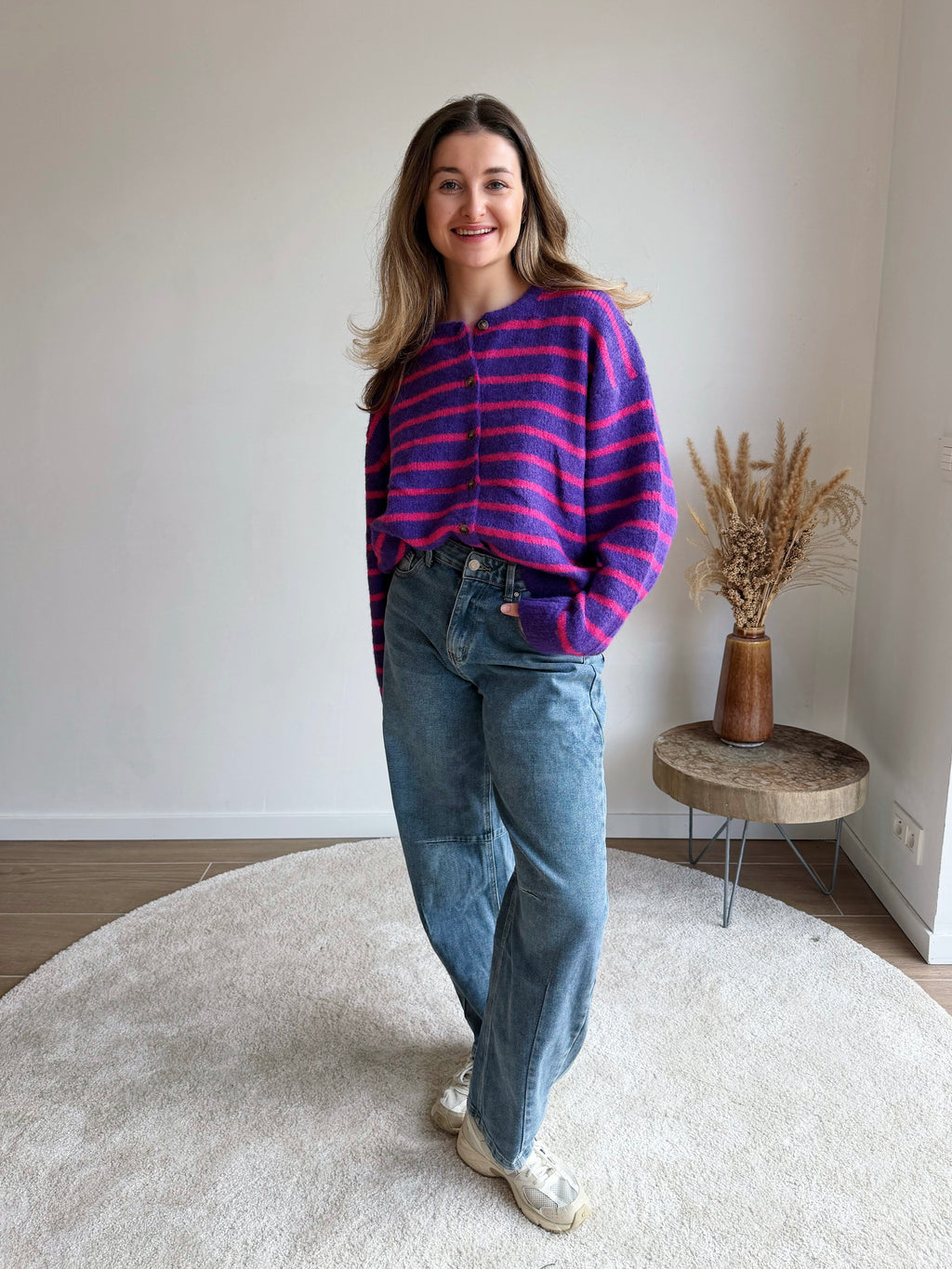 COLETTE STRIPED CARDIGAN PINK