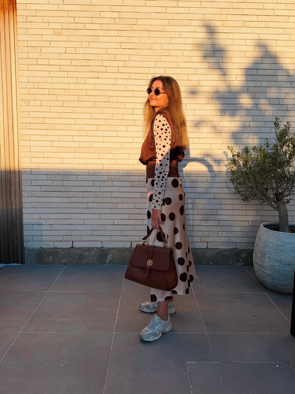 BRIGITTE POLKA DOT TOP - BEIGE