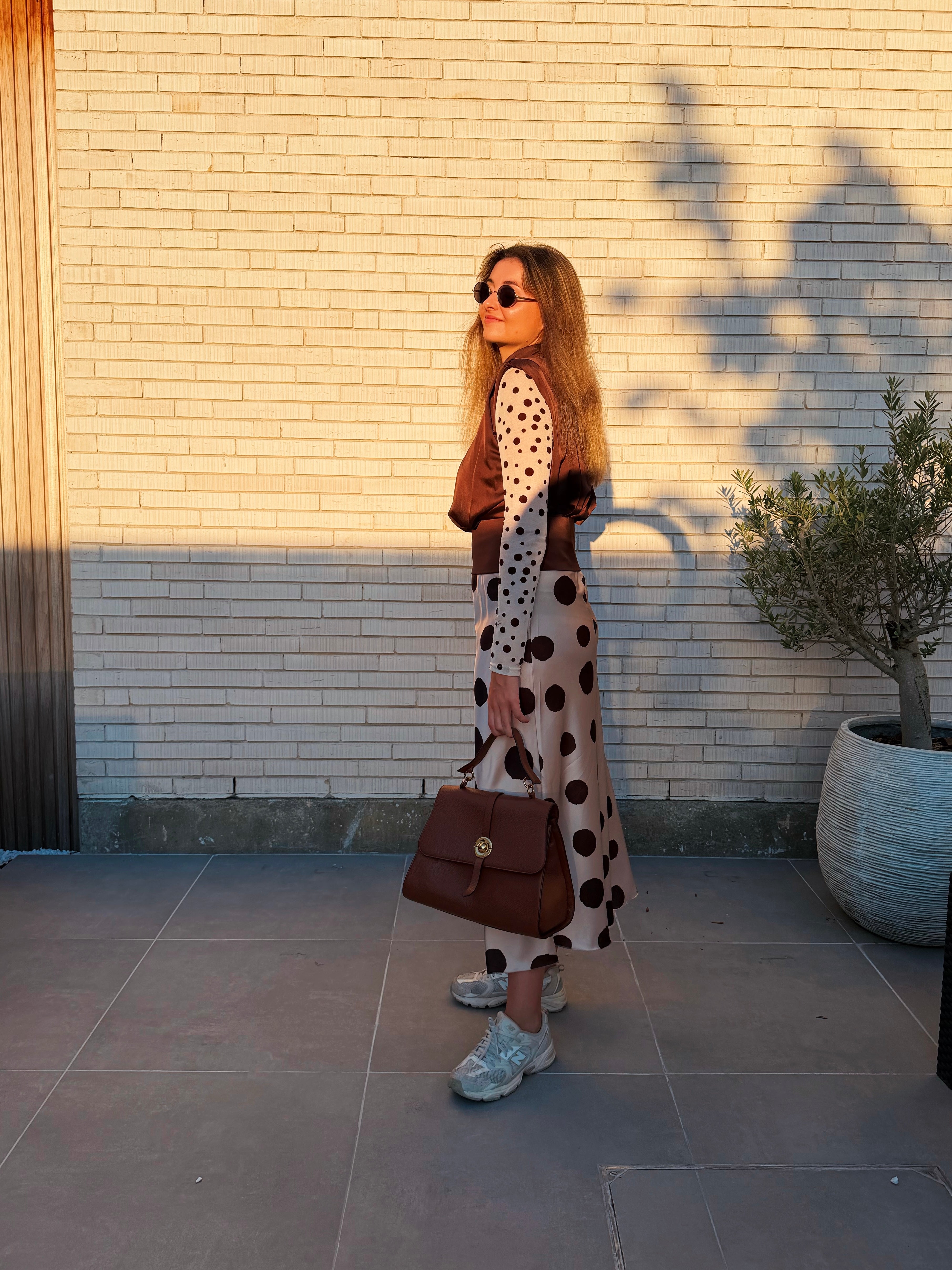 BRIGITTE POLKA DOT TOP - BEIGE