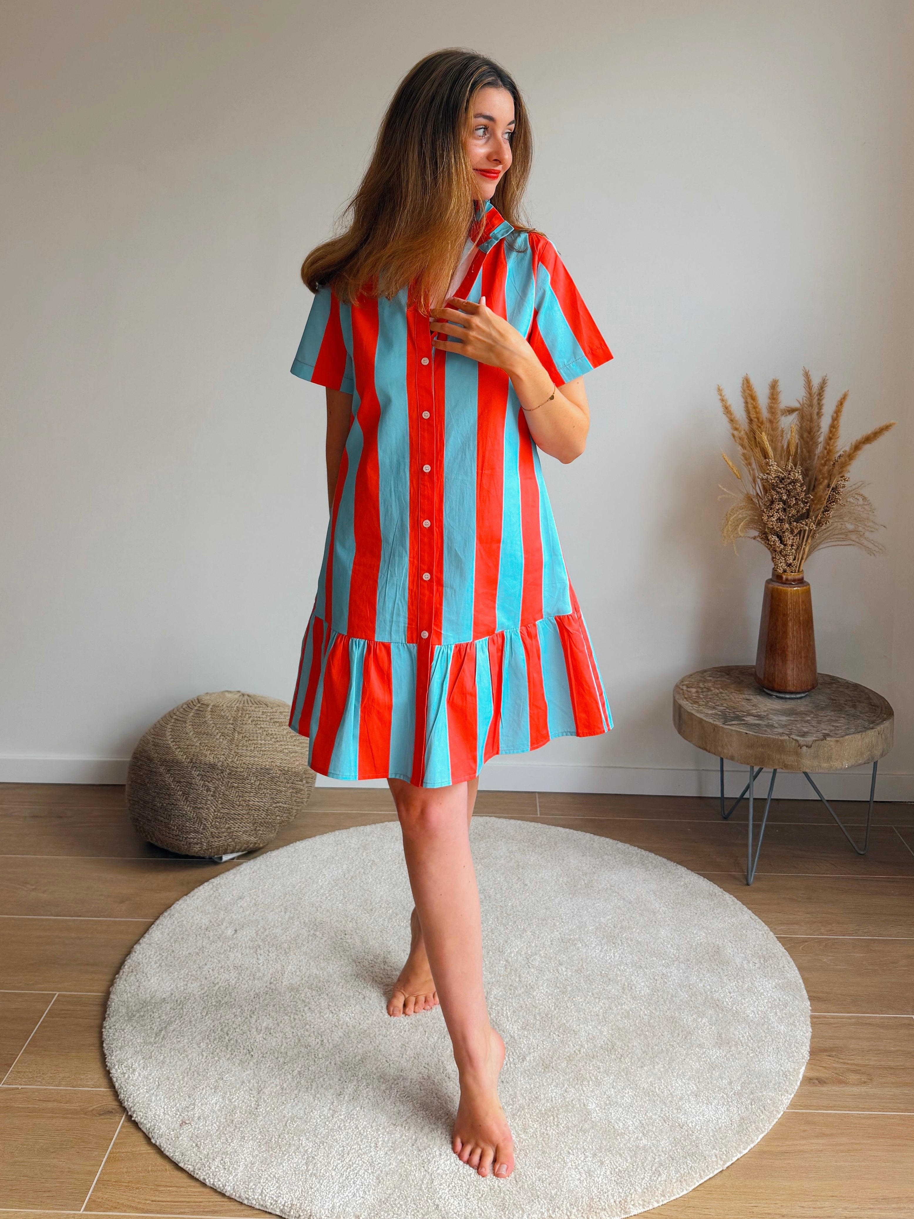 DAISY JURK ROOD/BLAUW
