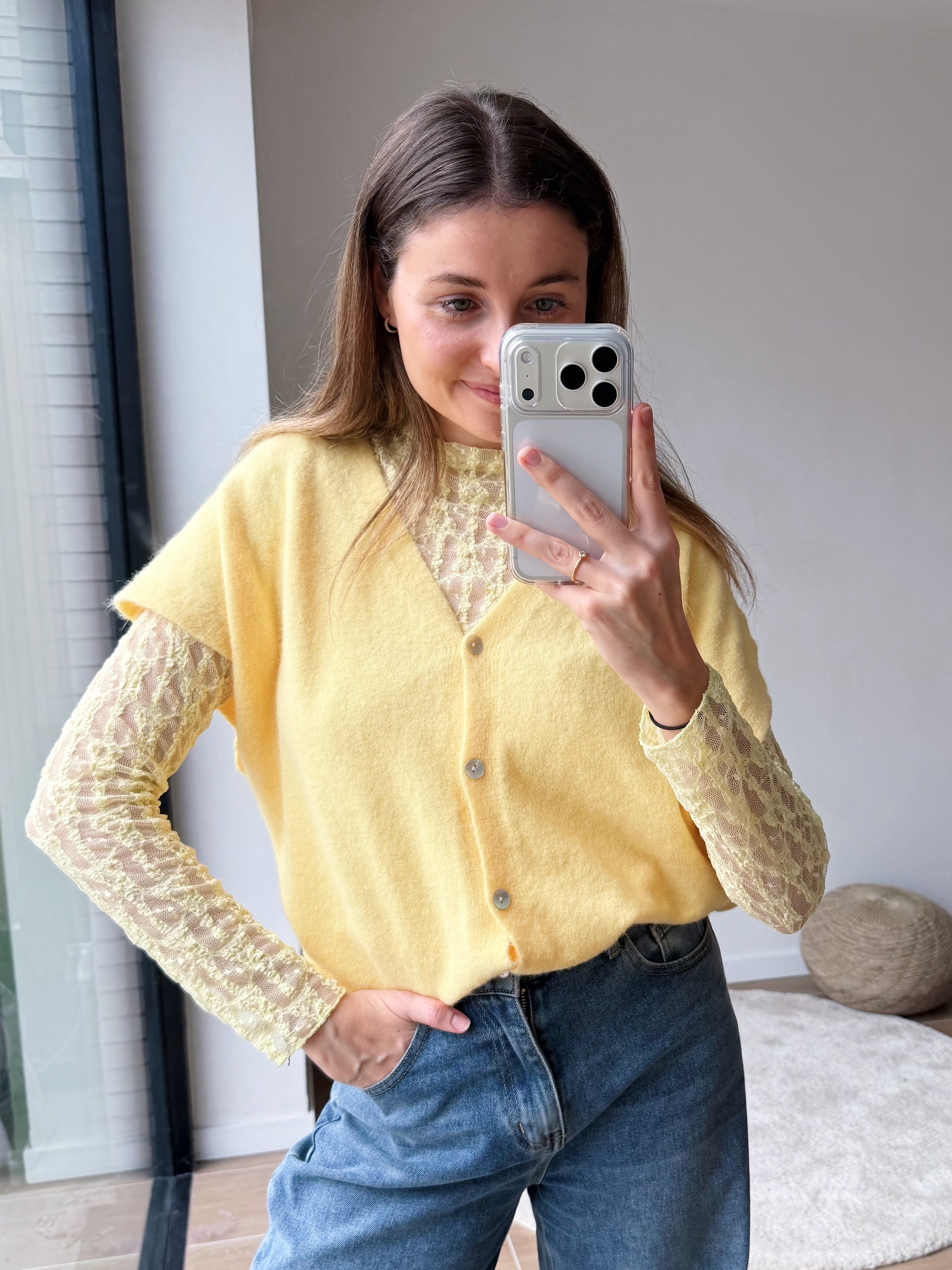 LUCY KNIT CARDIGAN YELLOW