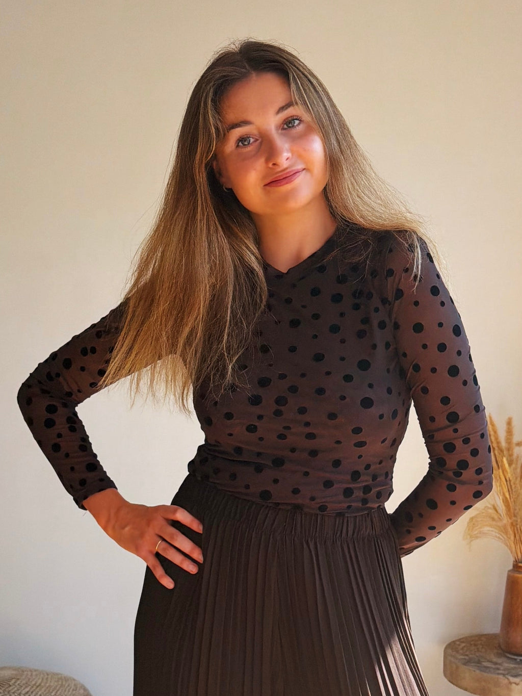BRIGITTE POLKA DOT TOP - BRUIN