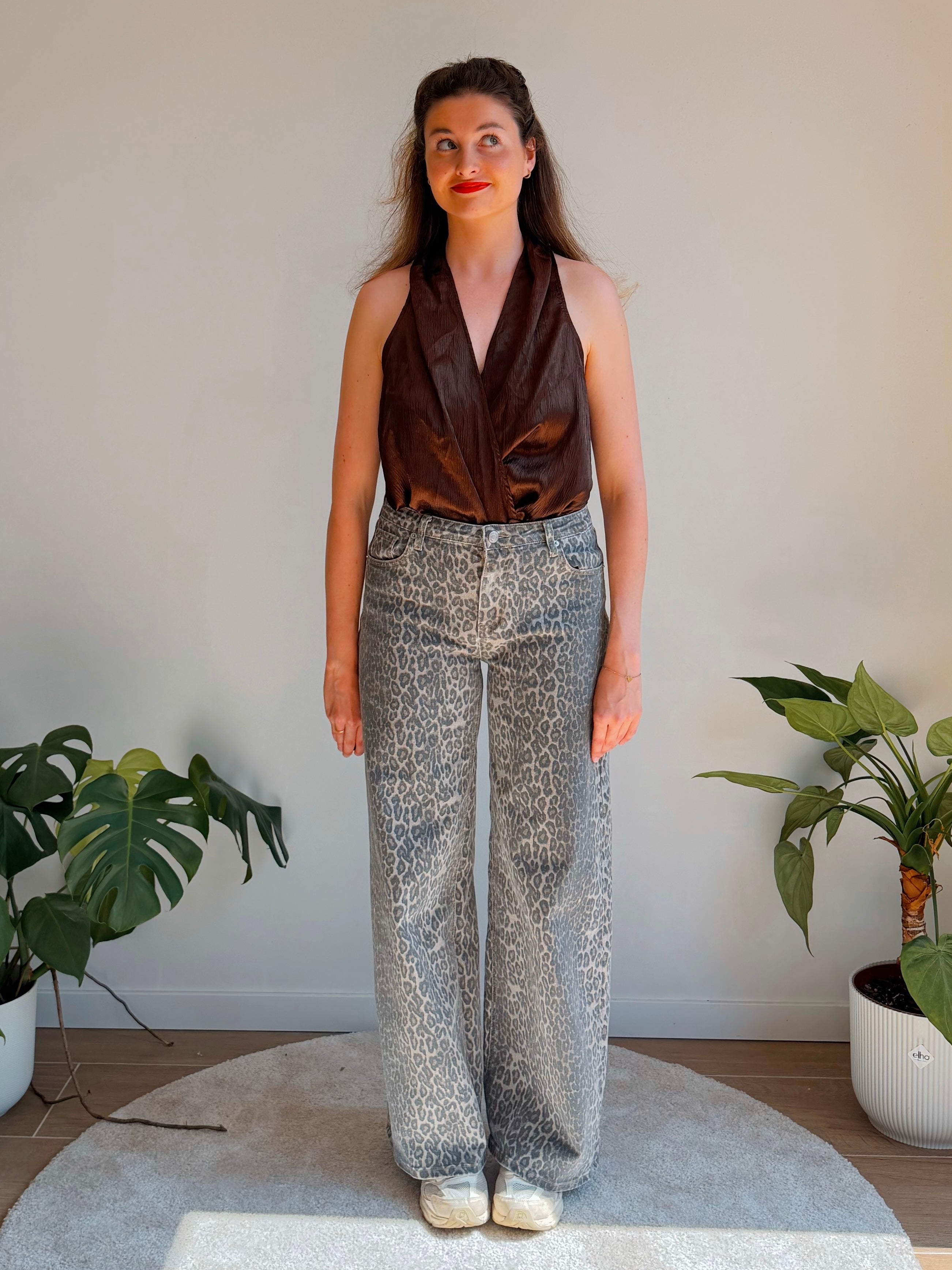 LEOPARD WIDE JEANS