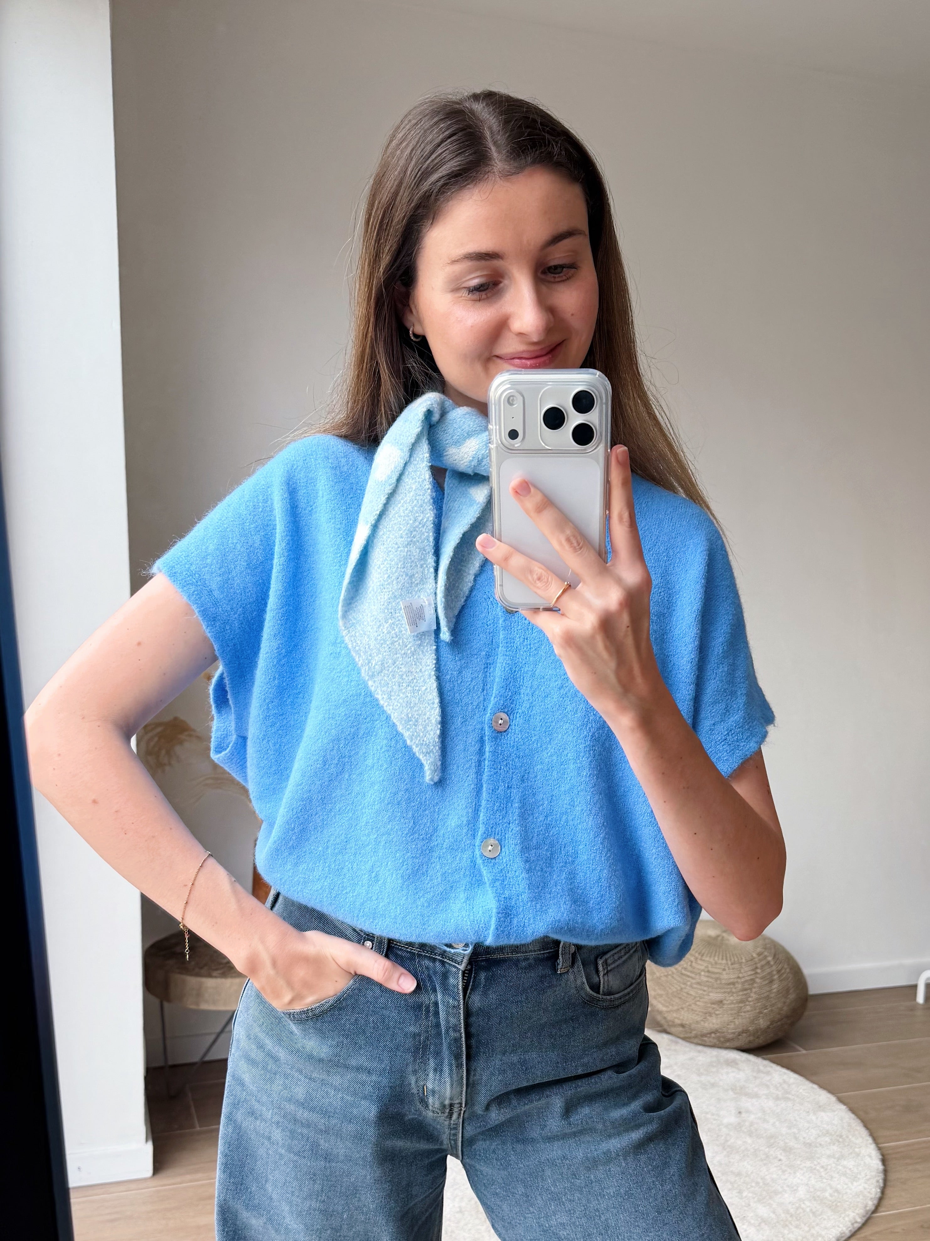 LUCY KNIT CARDIGAN BLUE