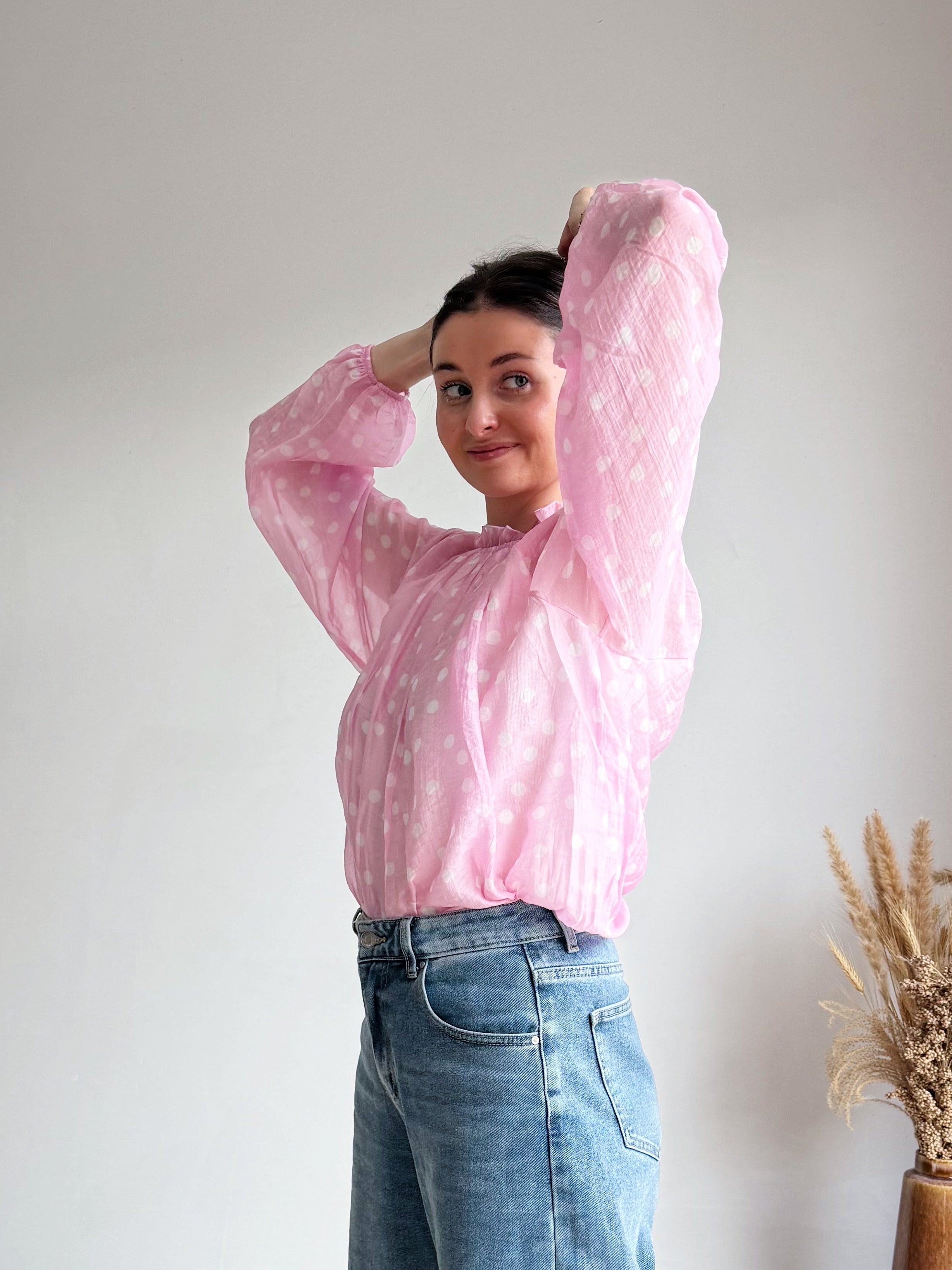 POLLY DOT BLOUSE PINK