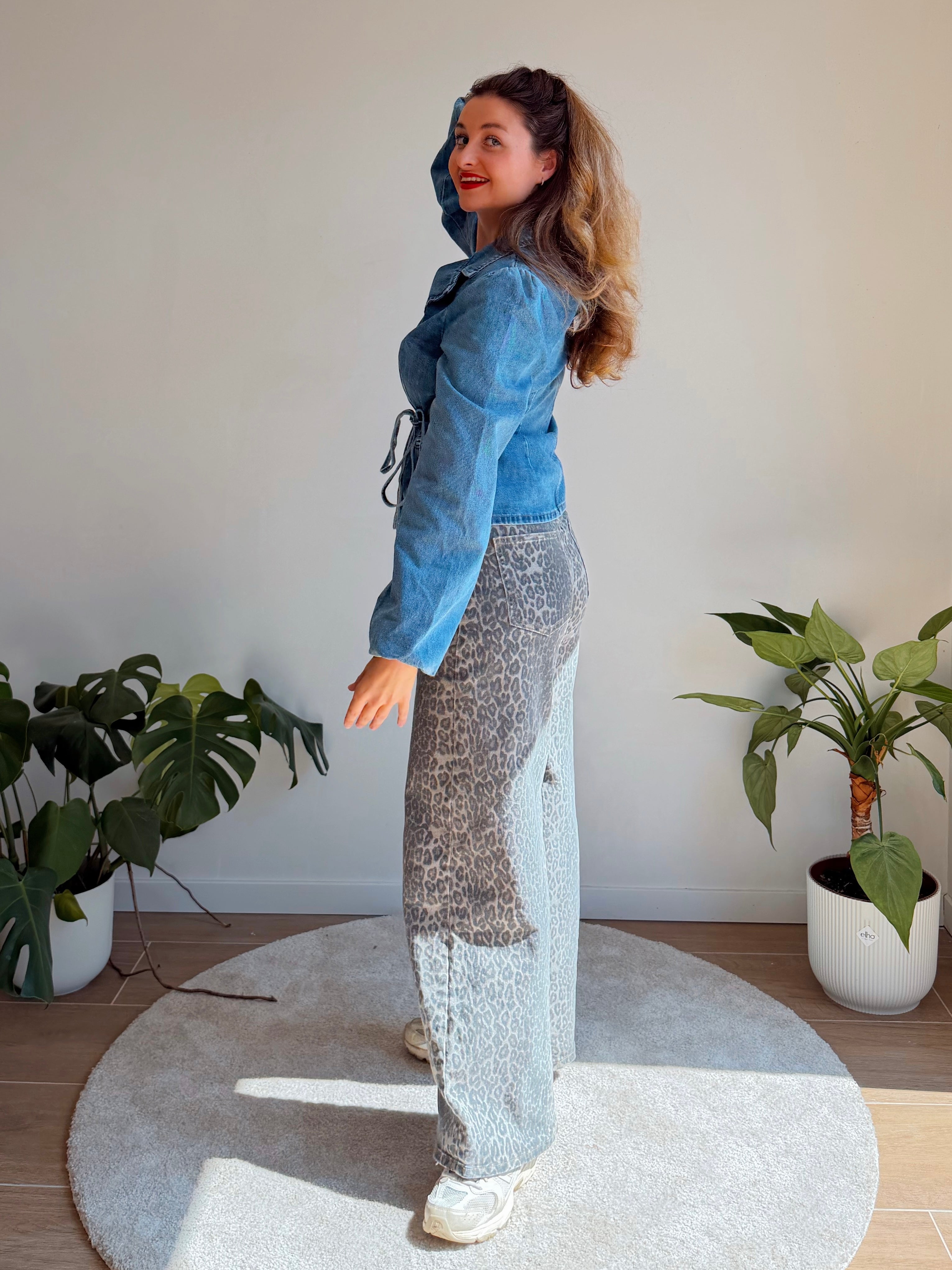 LEOPARD WIDE JEANS