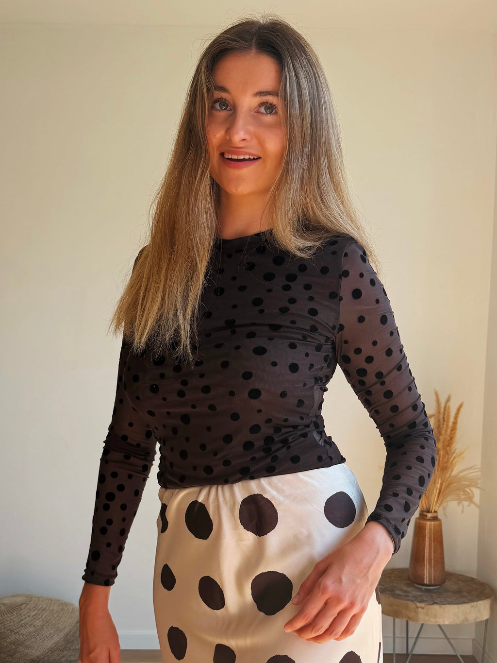 BRIGITTE POLKA DOT TOP - BRUIN
