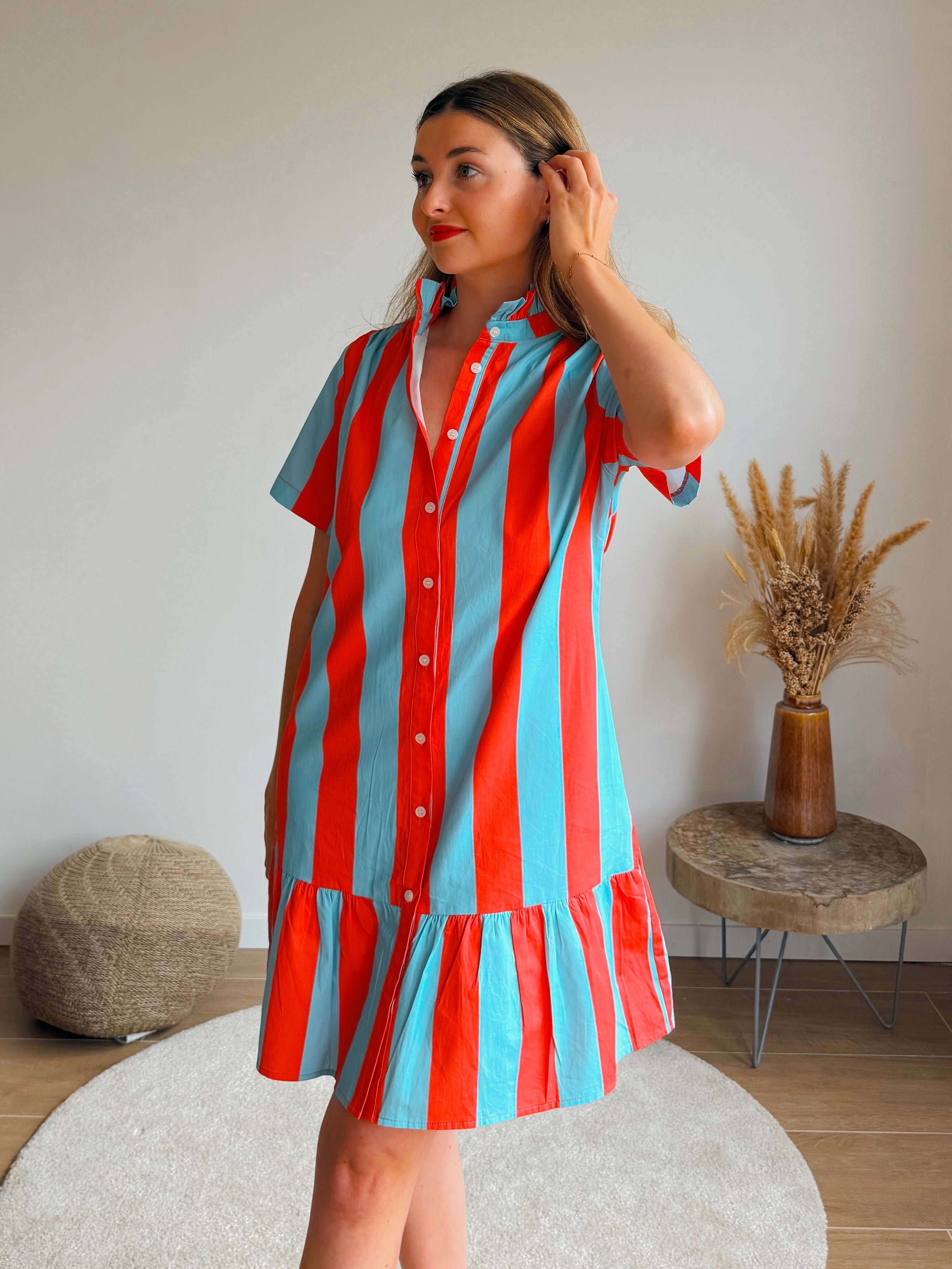 DAISY JURK ROOD/BLAUW