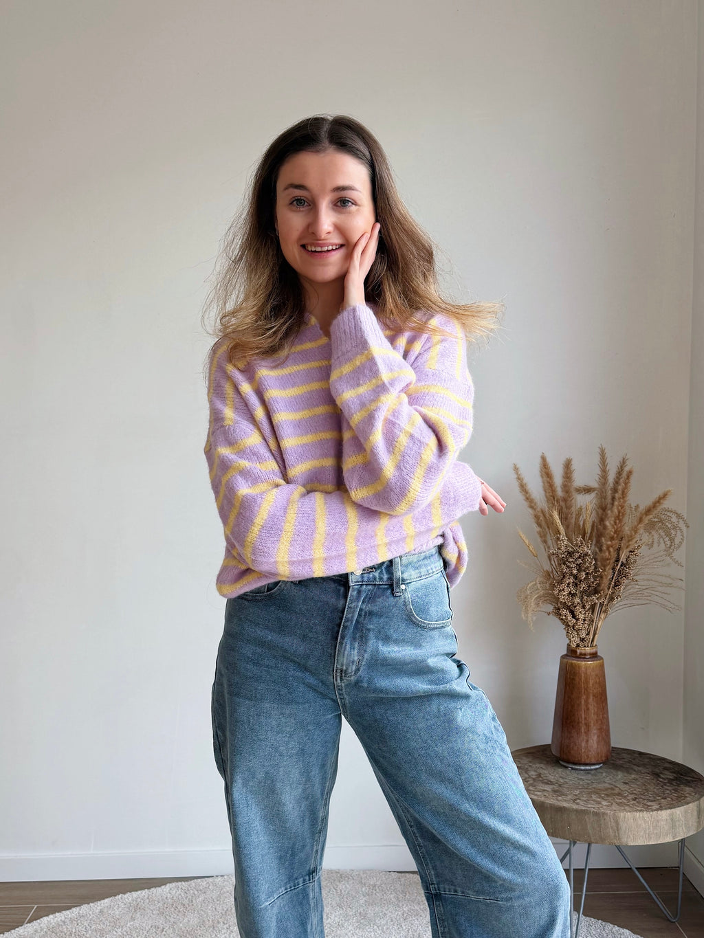 COLETTE STRIPED CARDIGAN PURPLE