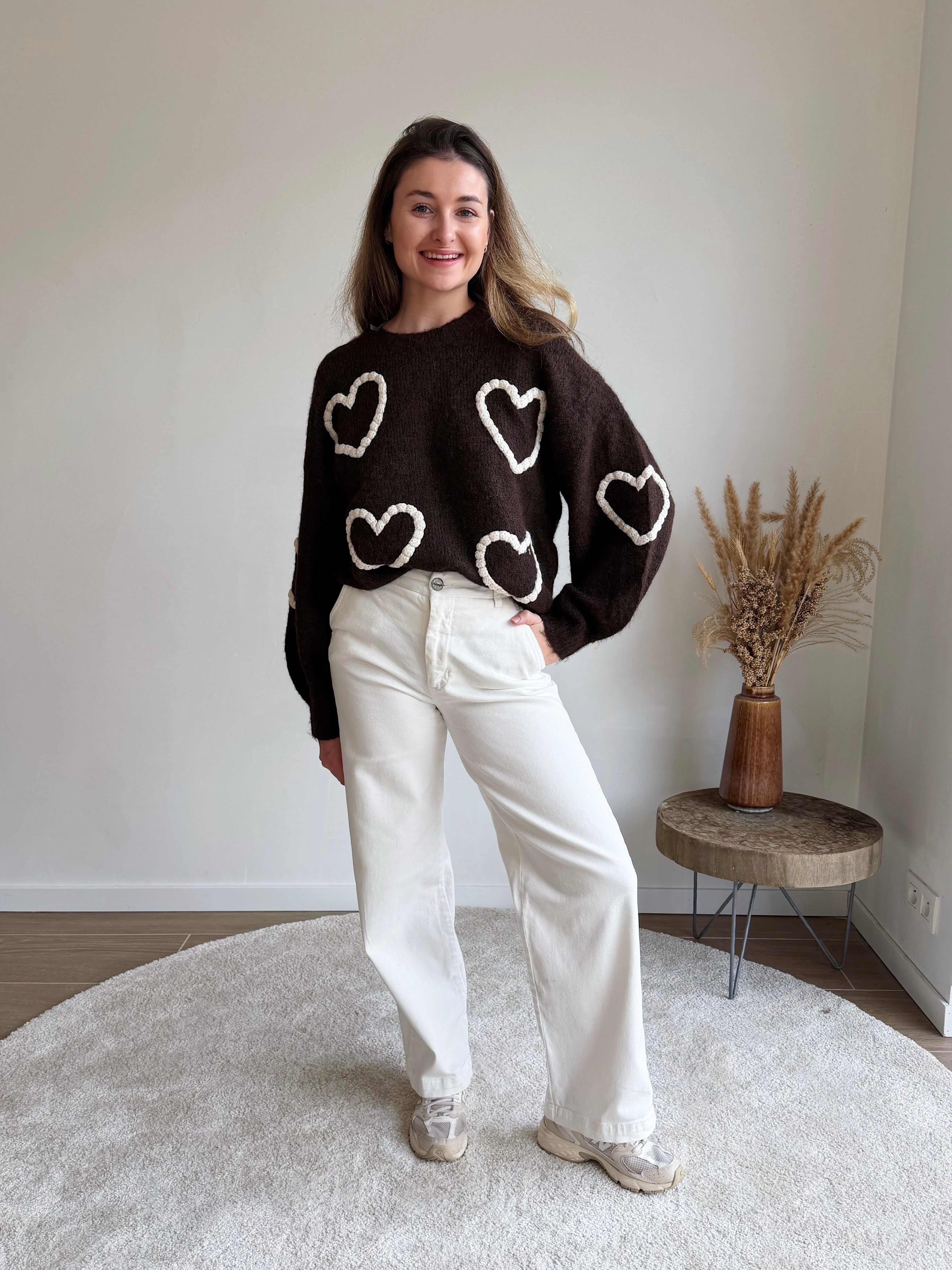 ODETTE HEART SWEATER BROWN