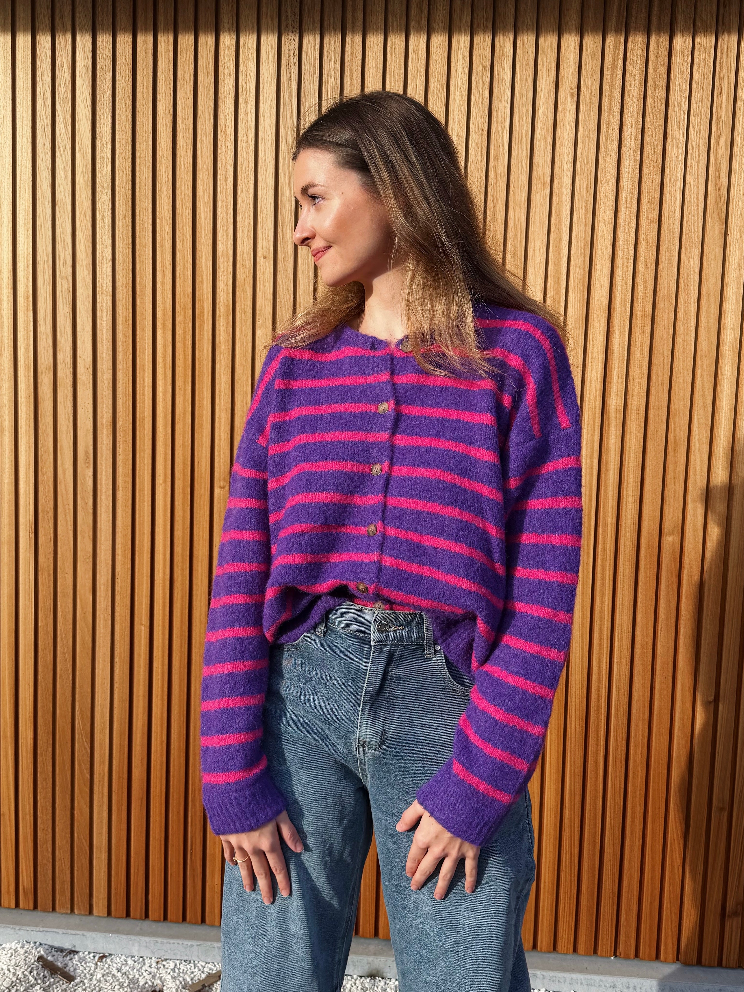 COLETTE STRIPED CARDIGAN PINK