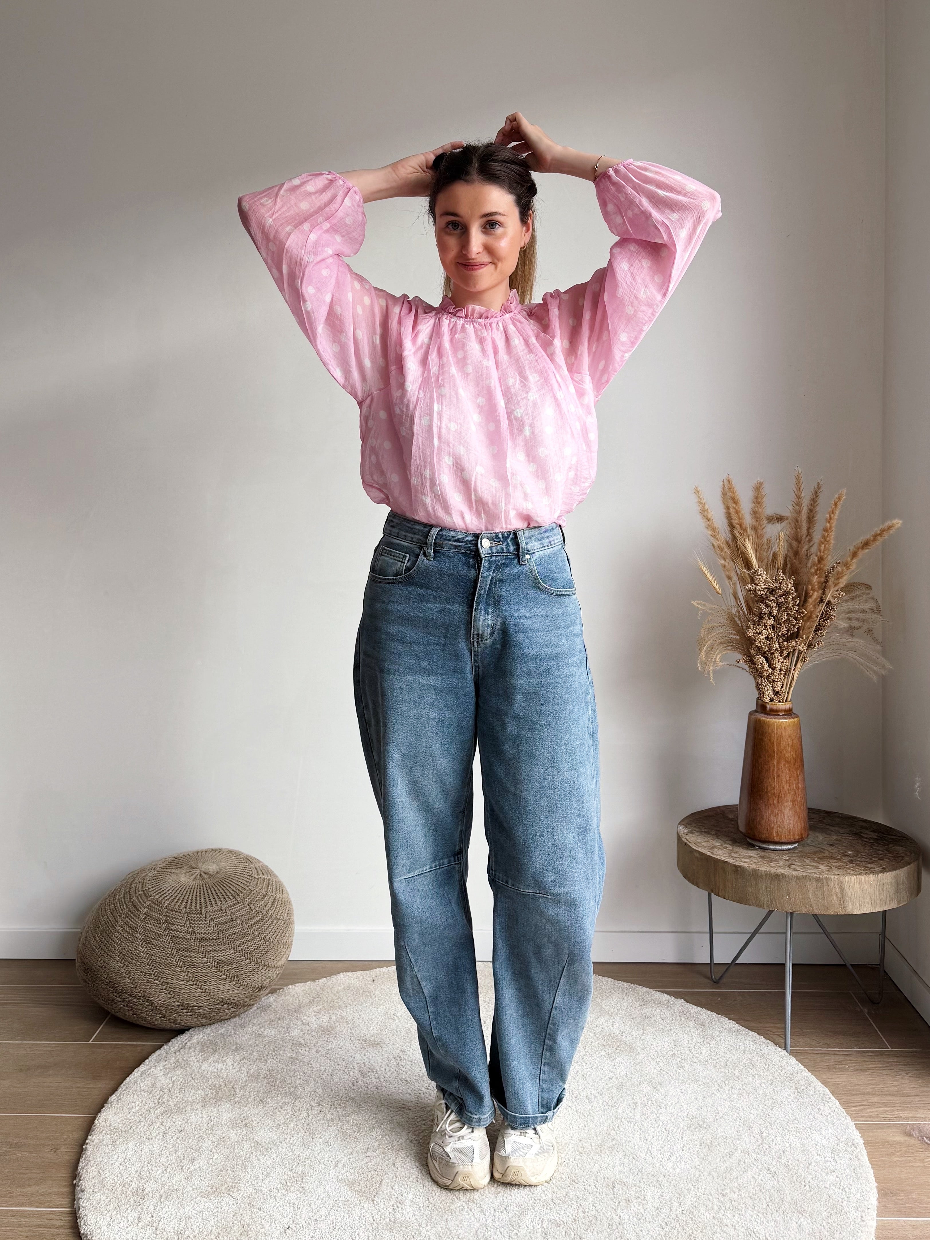 POLLY DOT BLOUSE PINK