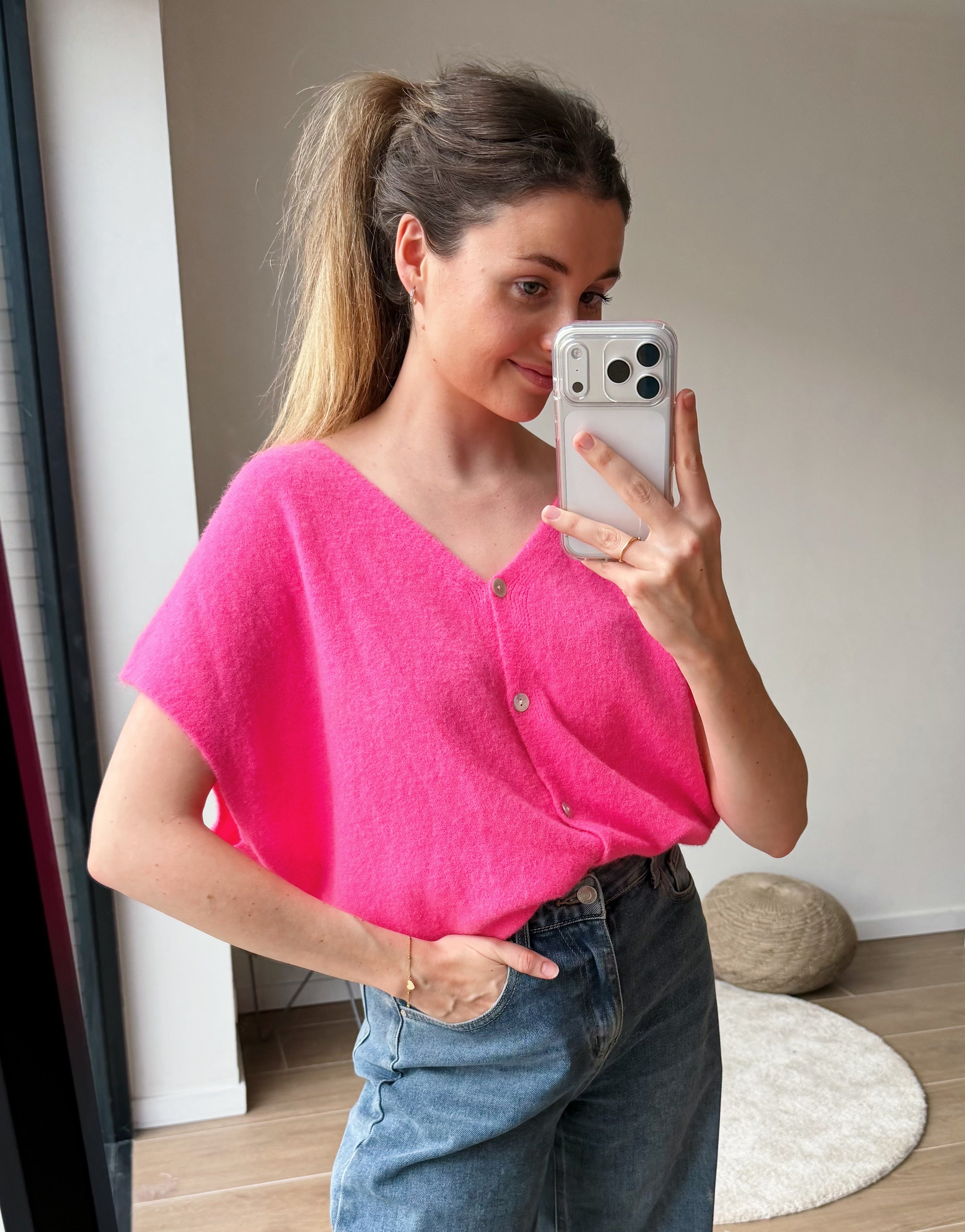 LUCY KNIT CARDIGAN PINK