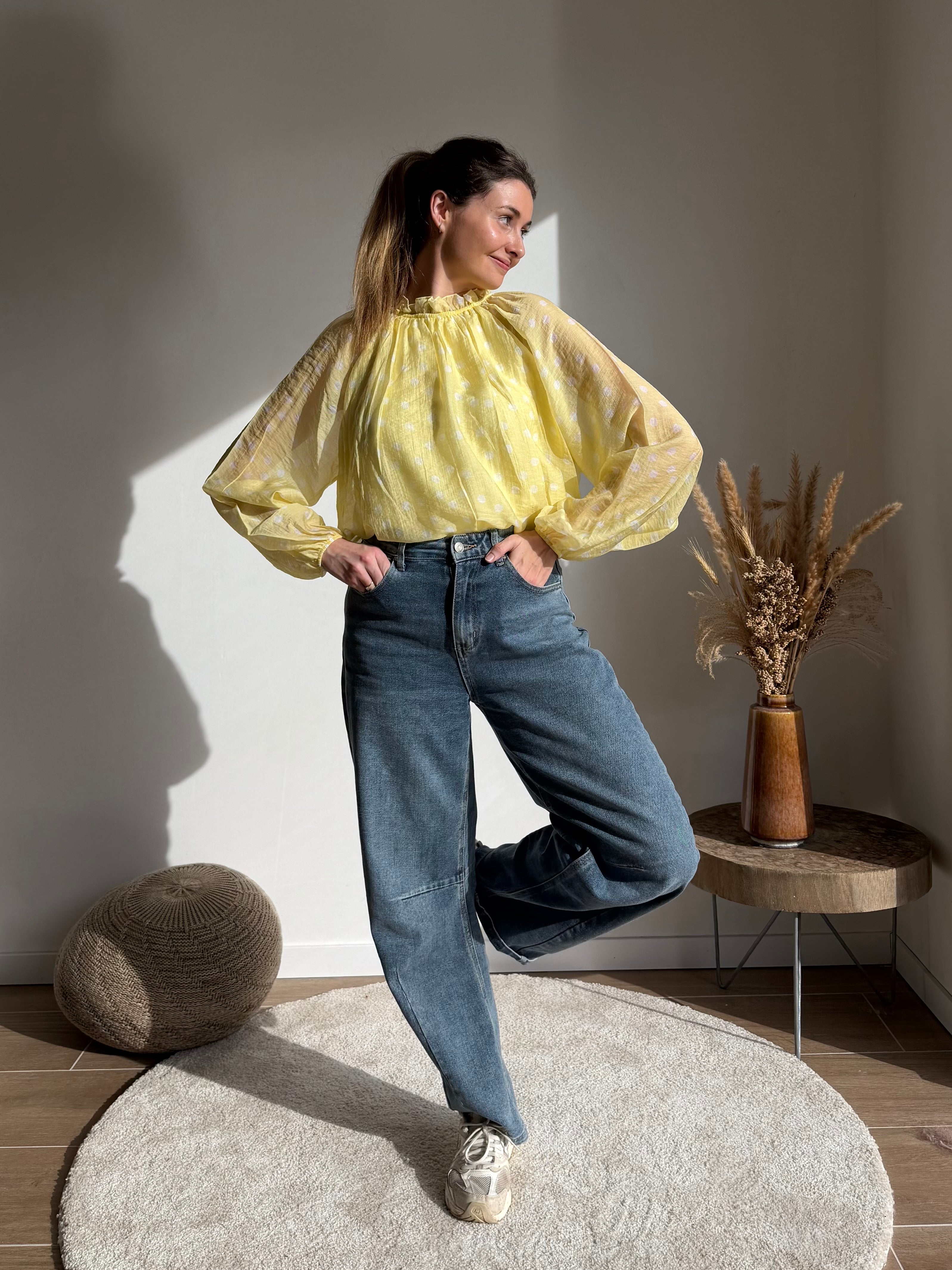 POLLY DOT BLOUSE YELLOW