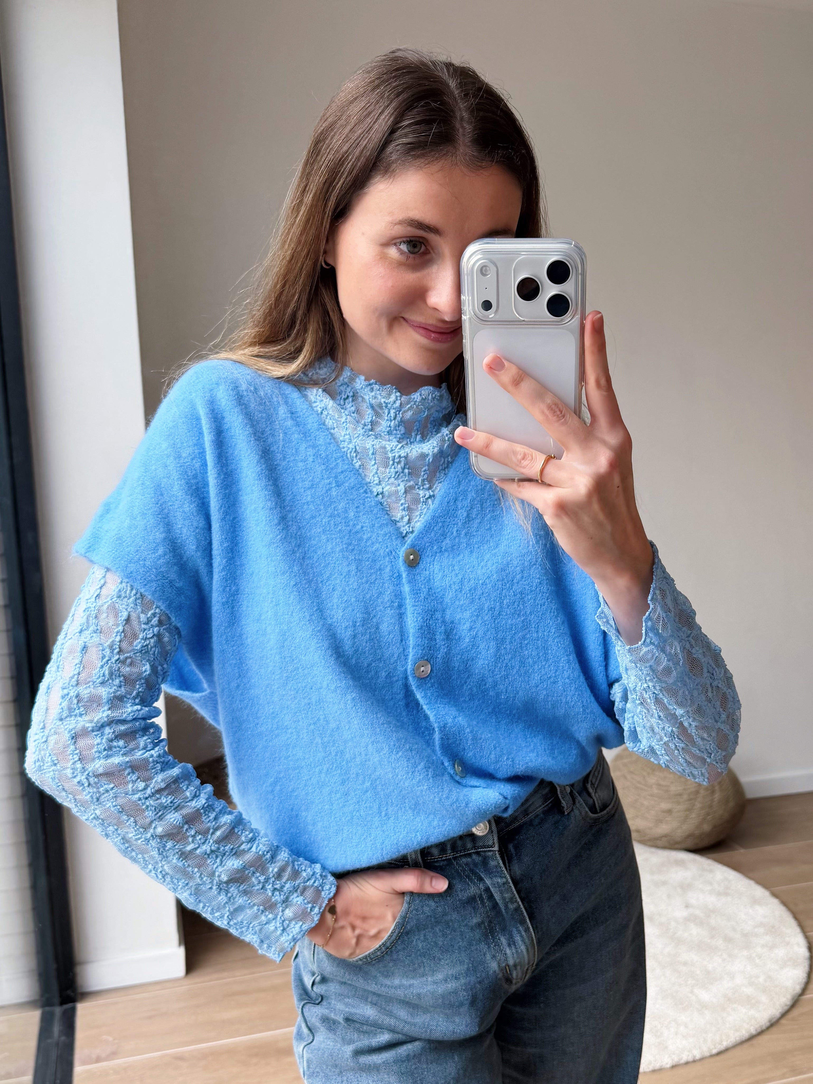 LUCY KNIT CARDIGAN BLUE