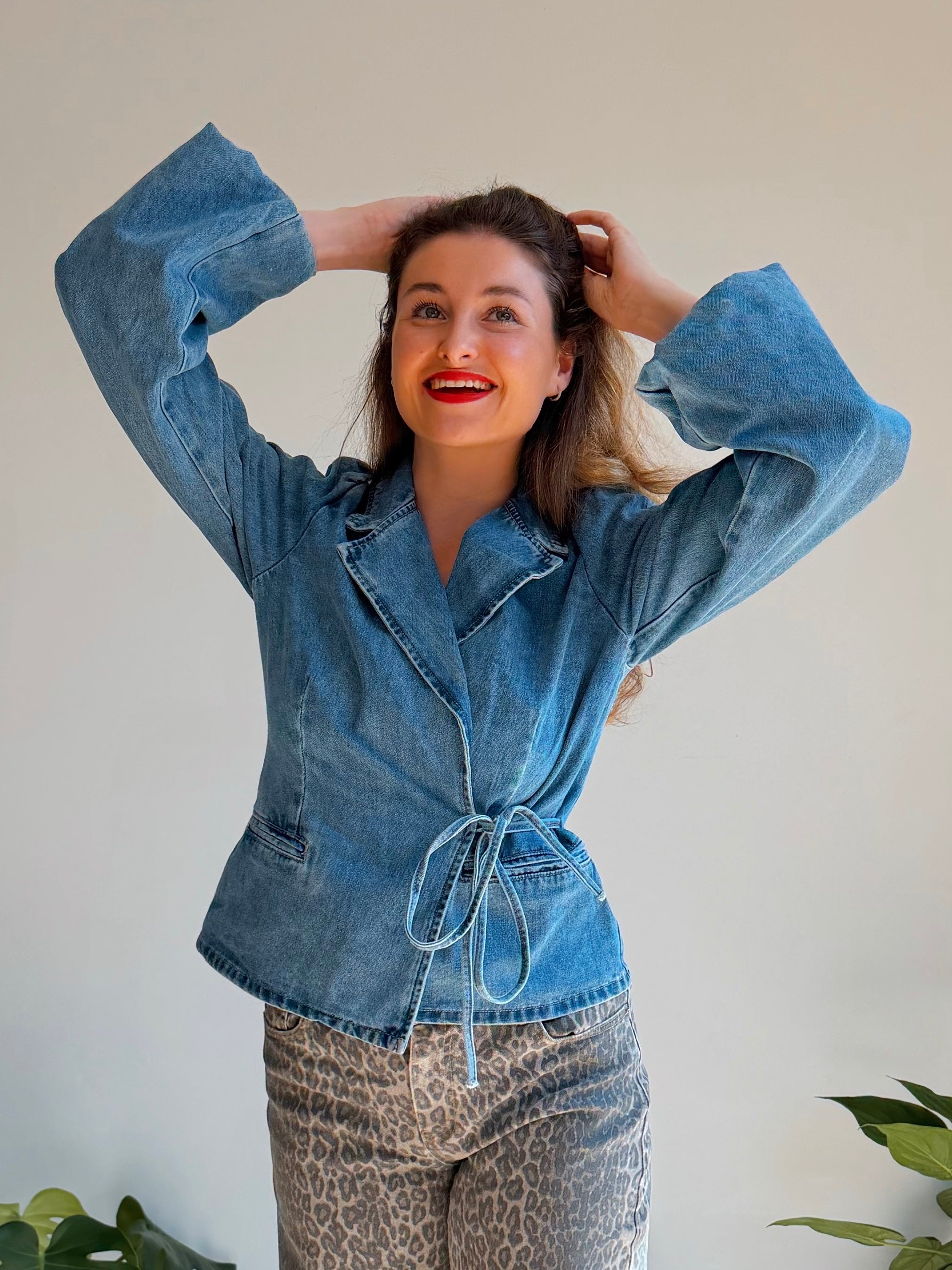 AXELLE DENIM WRAP TOP