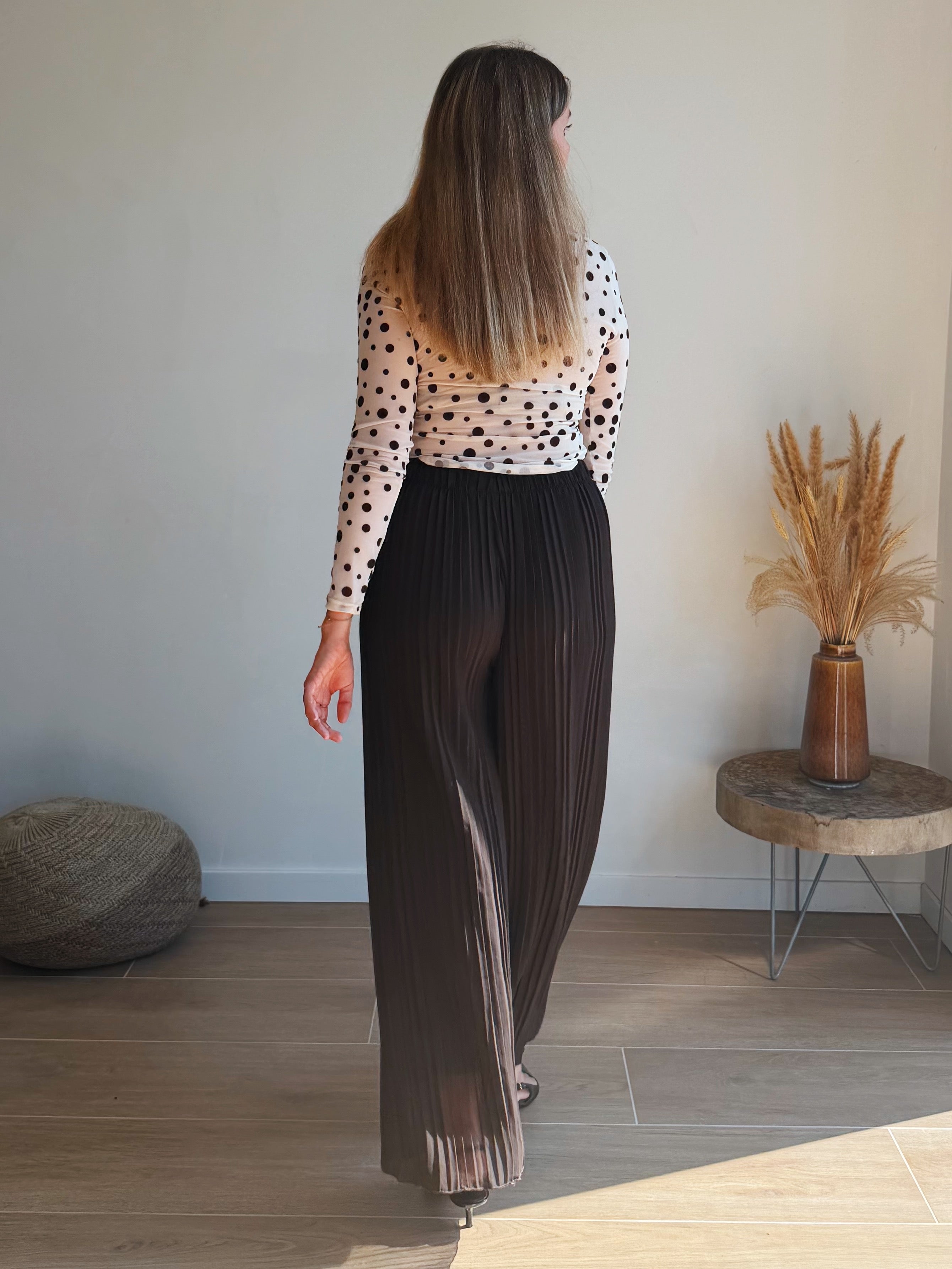 AVA PLISSÉ BROEK - BRUIN