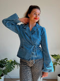 AXELLE DENIM WRAP TOP